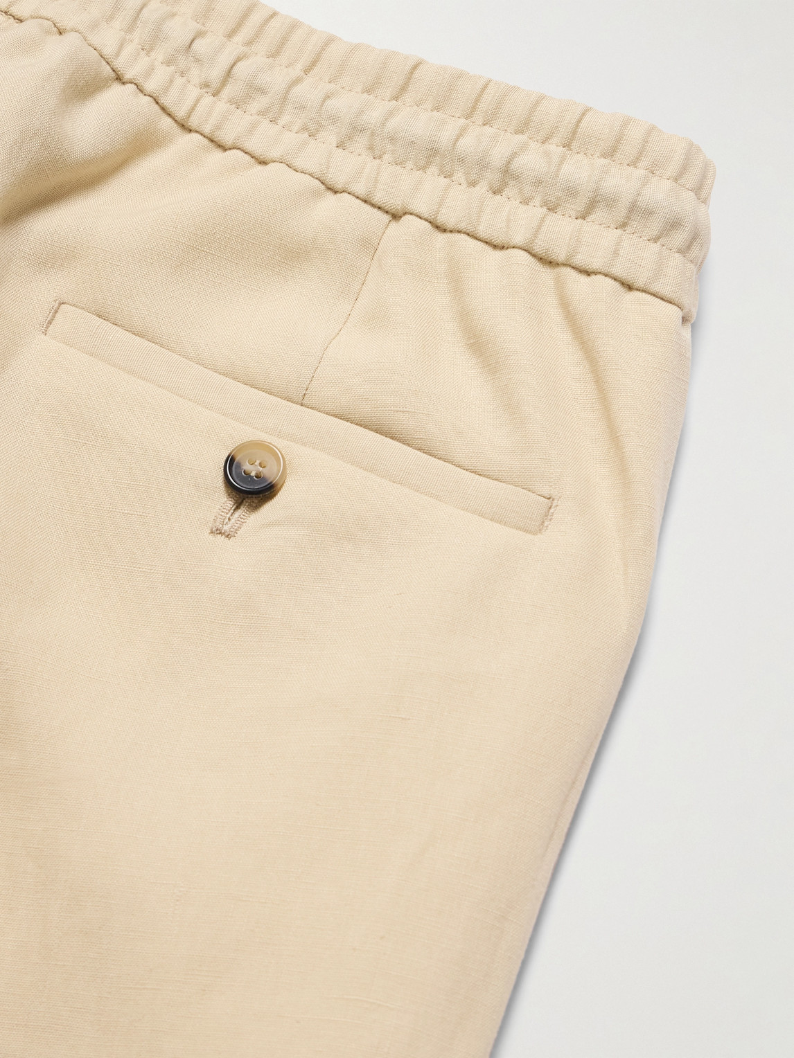 PAUL SMITH TAPERED LINEN DRAWSTRING TROUSERS