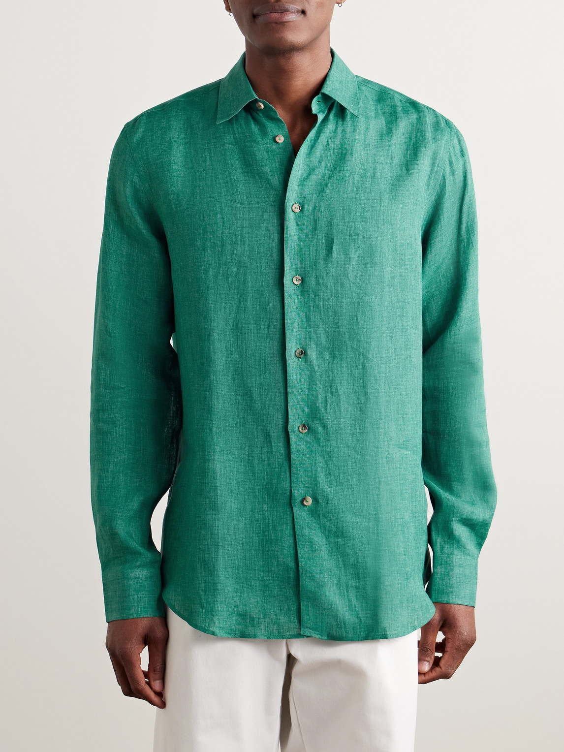 Shop Paul Smith Linen Shirt In Green