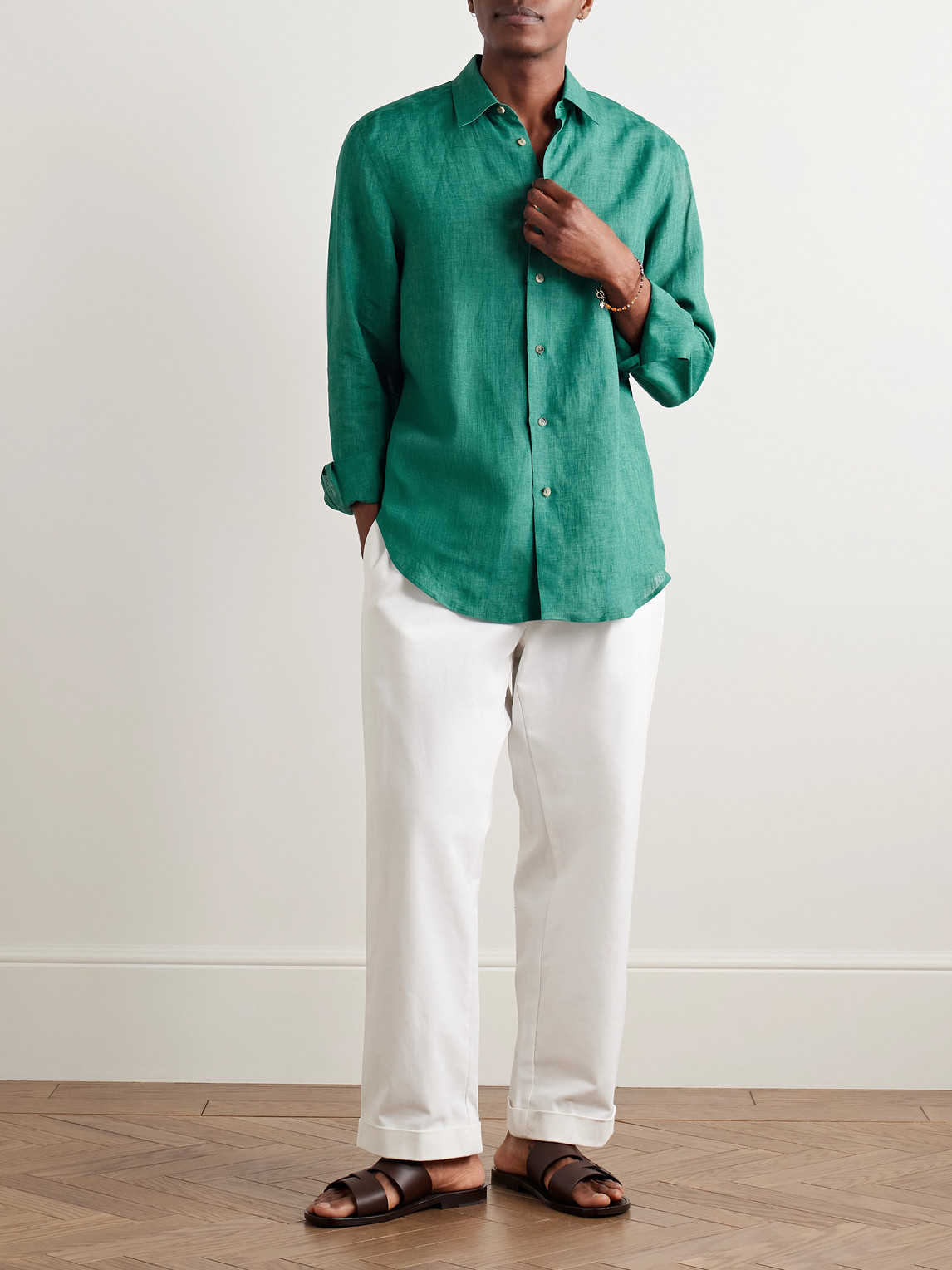 Shop Paul Smith Linen Shirt In Green