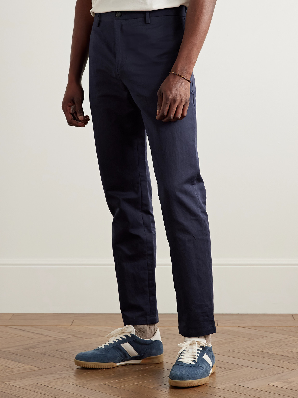 PAUL SMITH SLIM-FIT STRAIGHT-LEG COTTON AND LINEN-BLEND SUIT TROUSERS