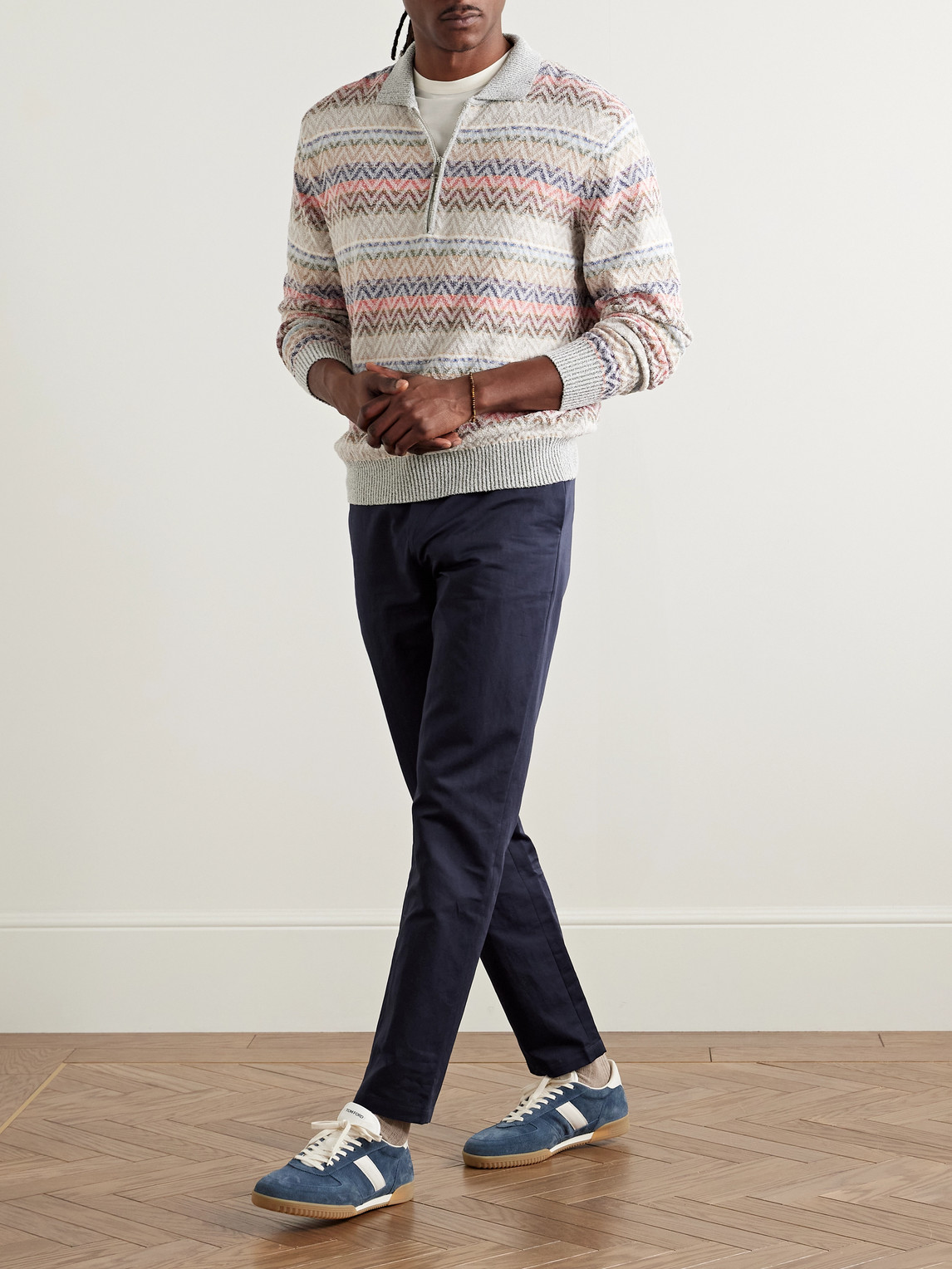 PAUL SMITH SLIM-FIT STRAIGHT-LEG COTTON AND LINEN-BLEND SUIT TROUSERS