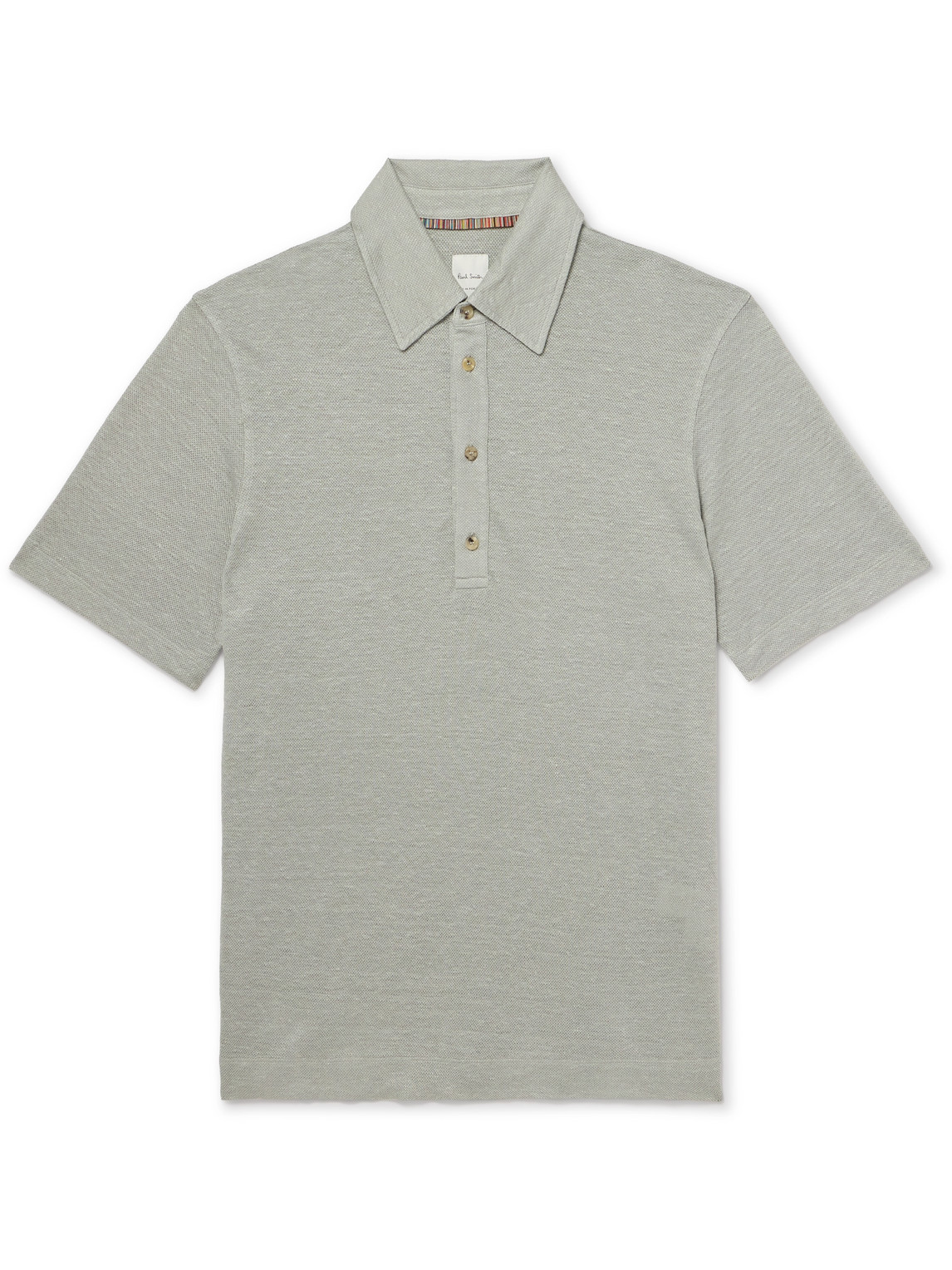 Paul Smith Linen-piqué Polo Shirt In Gray