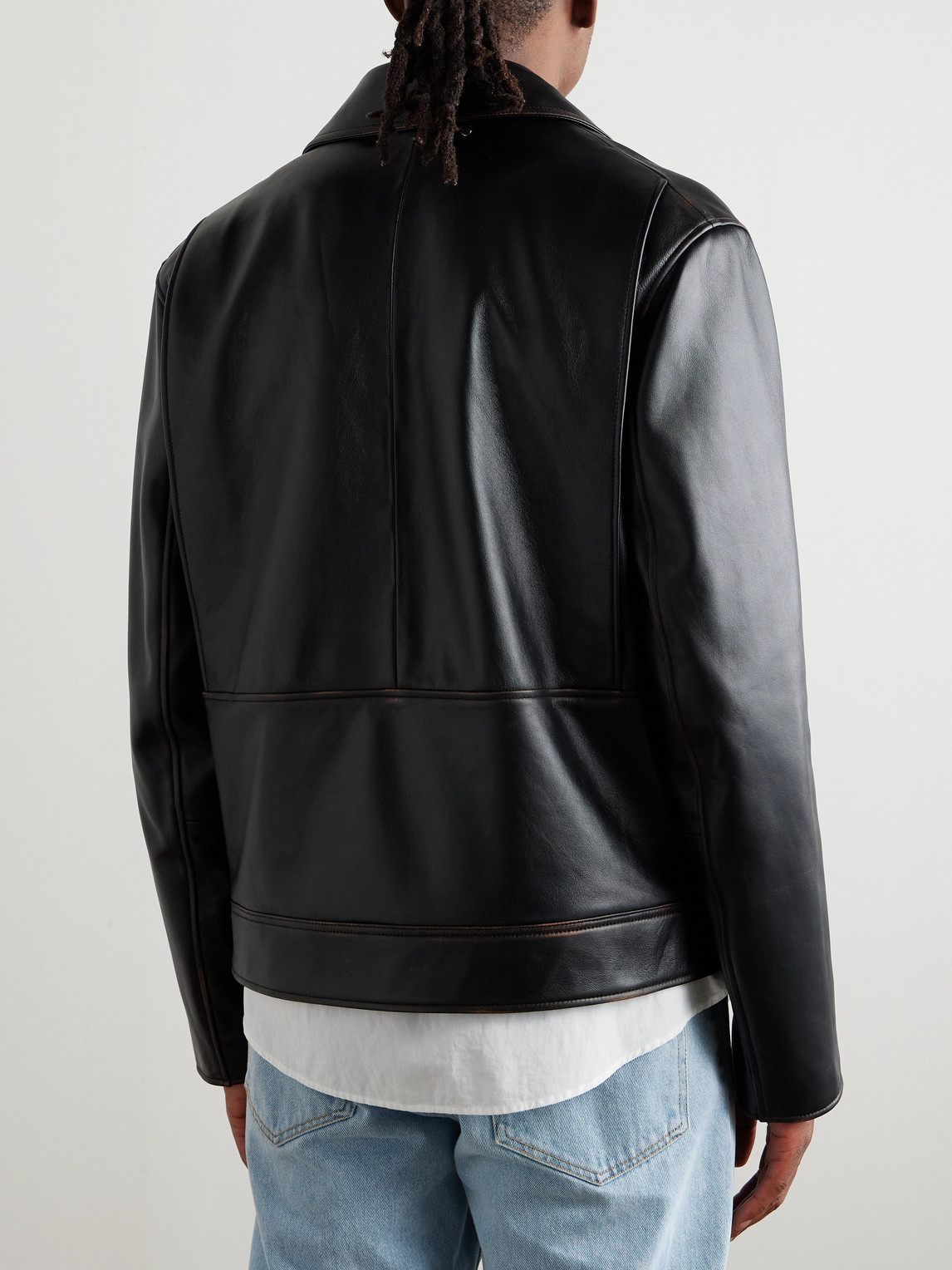 Shop Paul Smith Leather Blouson Jacket