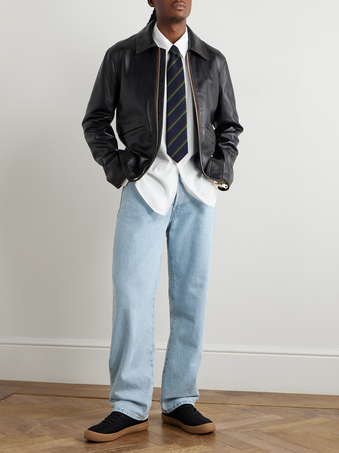Shop Paul Smith Leather Blouson Jacket