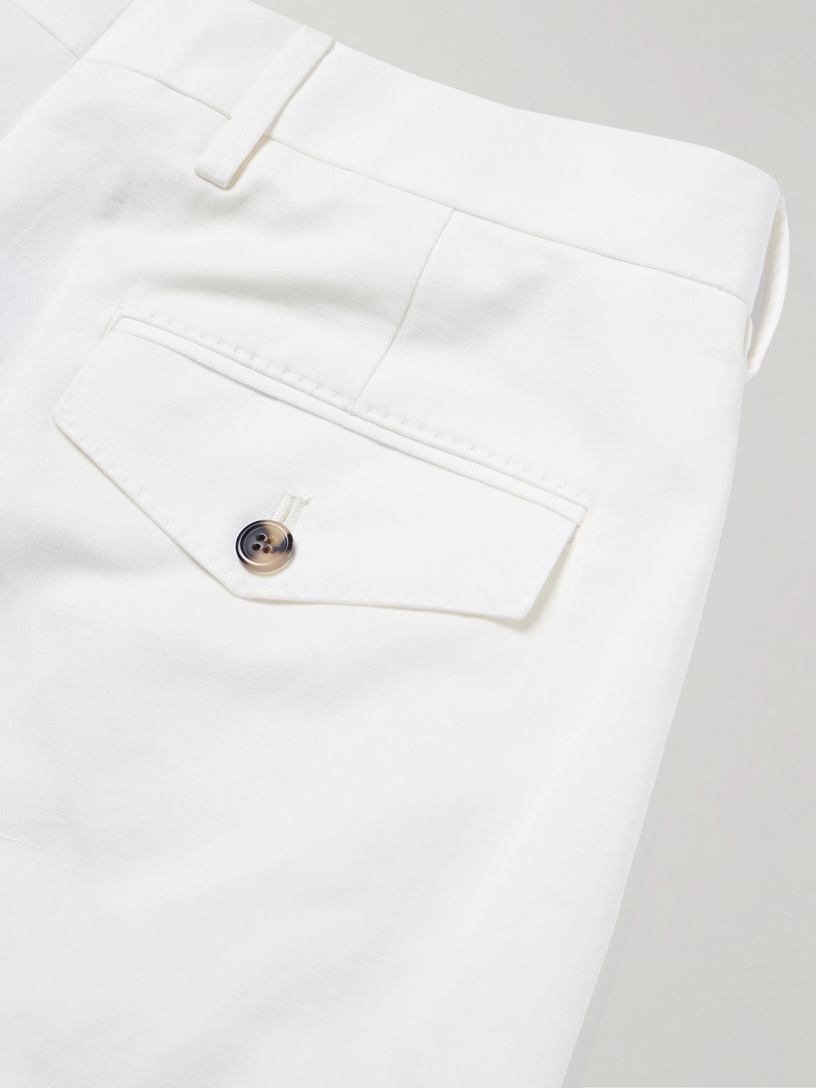 PAUL SMITH STRAIGHT-LEG COTTON AND LINEN-BLEND TROUSERS
