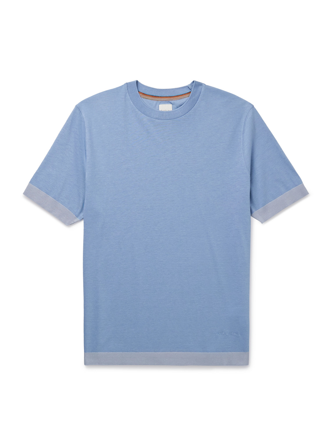 Paul Smith Two-tone Lyocell And Organic Cotton-blend Jersey T-shirt In Blue