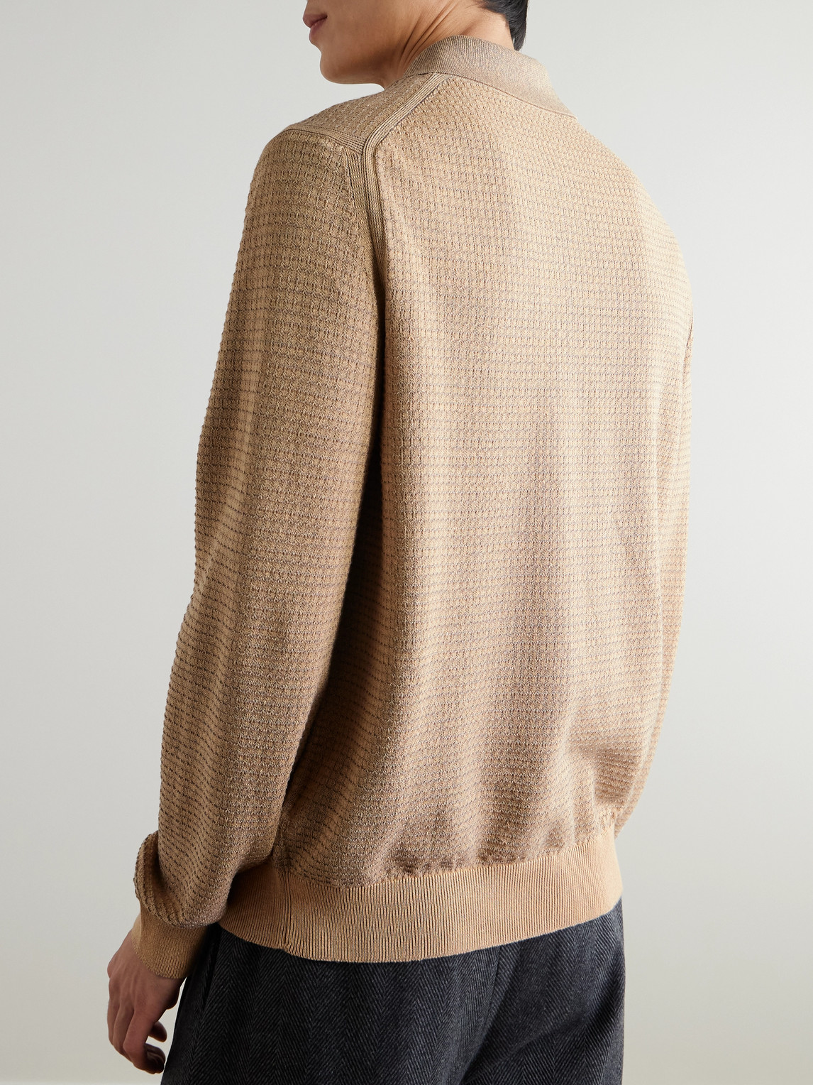 PAUL SMITH WAFFLE-KNIT COTTON AND LINEN-BLEND CARDIGAN
