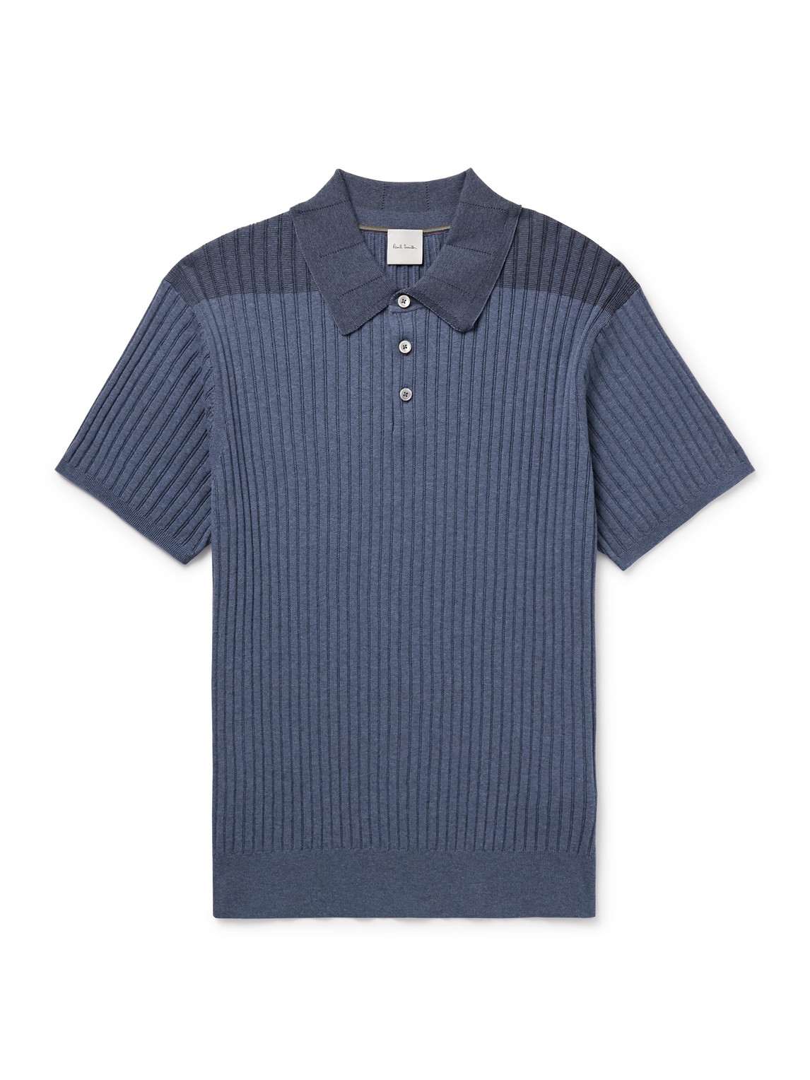 Paul Smith Slim-fit Ribbed Organic Cotton Polo Shirt In Blue
