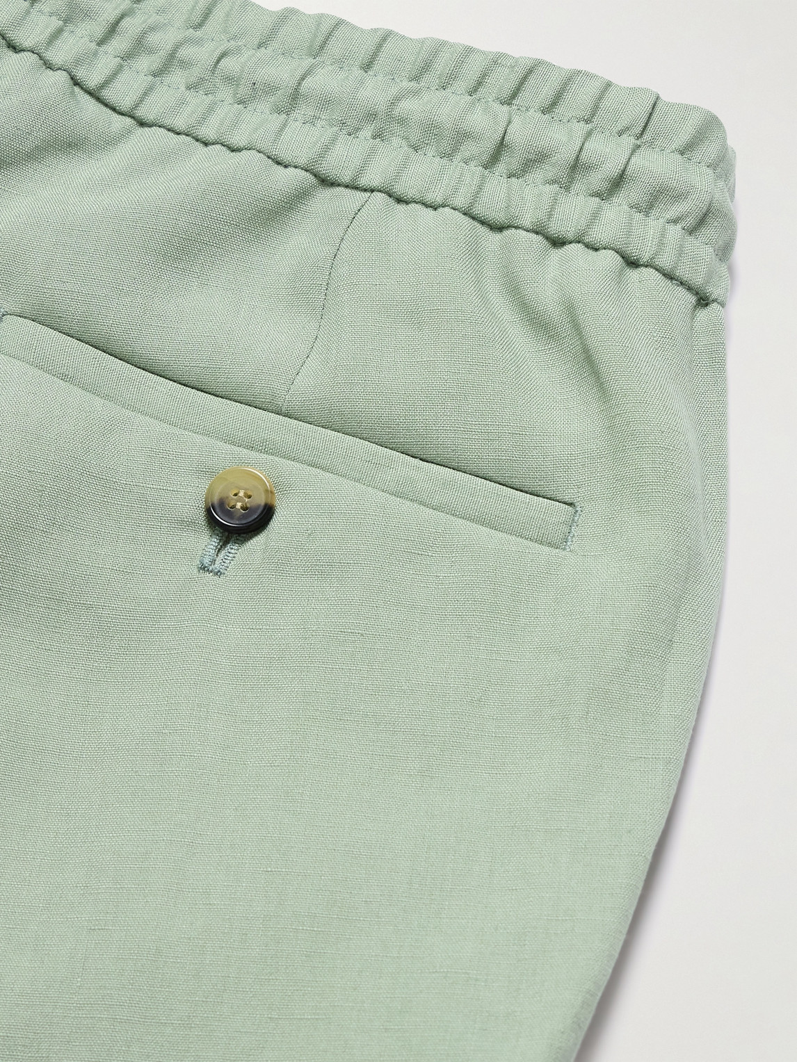 Shop Paul Smith Slim-fit Straight-leg Linen Drawstring Trousers In Green