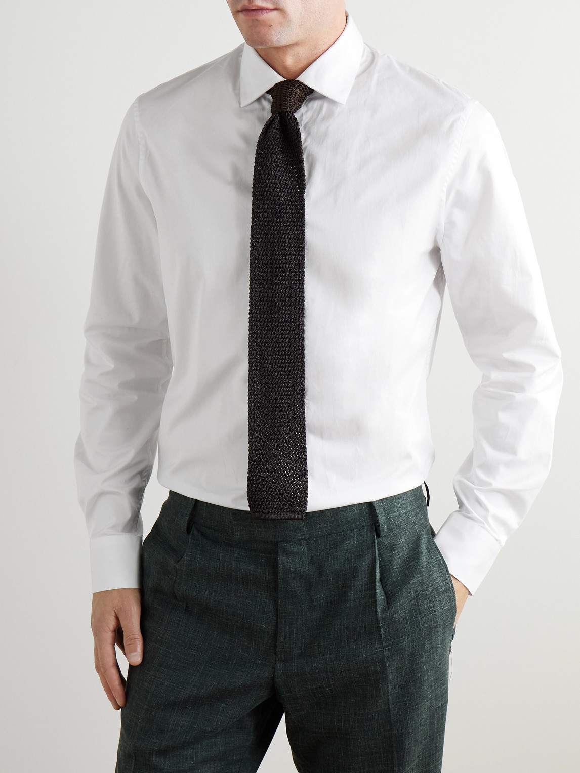Mr P. - Cutaway-Collar Cotton-Poplin Shirt