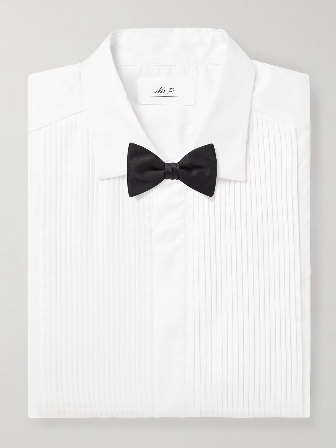 Mr P. - Cutaway-Collar Pleated Cotton-Poplin Tuxedo Shirt