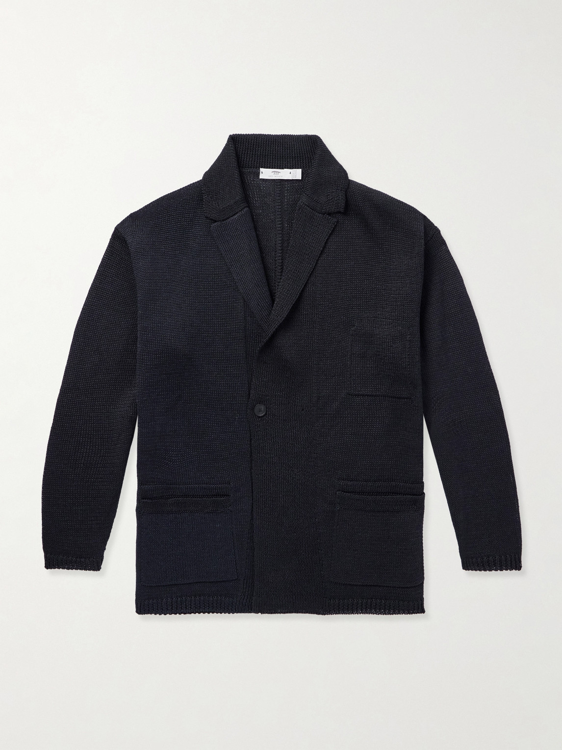 Inis Meain Knitted Linen Cardigan In Black
