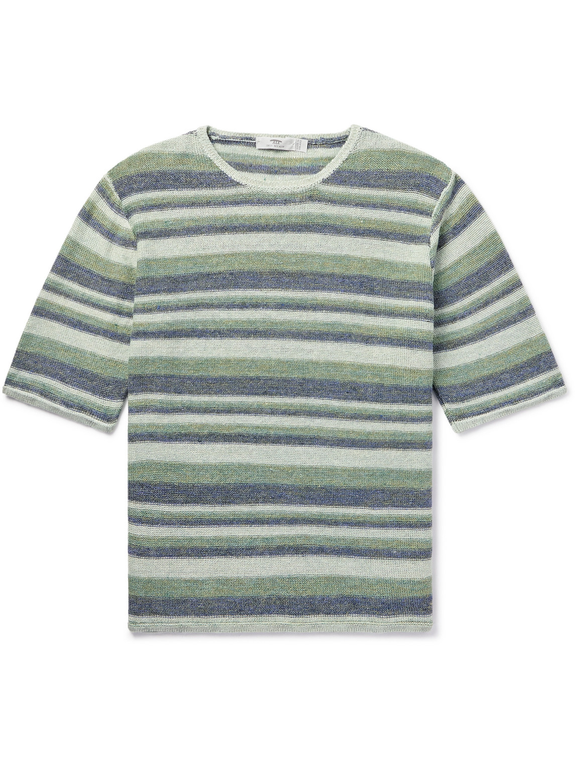 Inis Meáin Strata Striped Knitted Linen T-Shirt