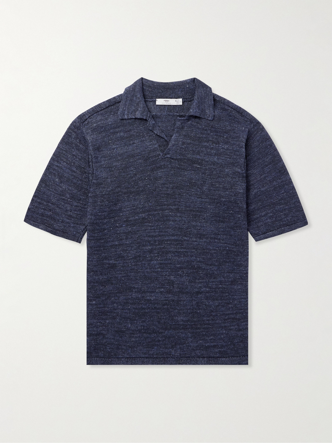 Inis Meain Knitted Linen Polo Shirt In Blue