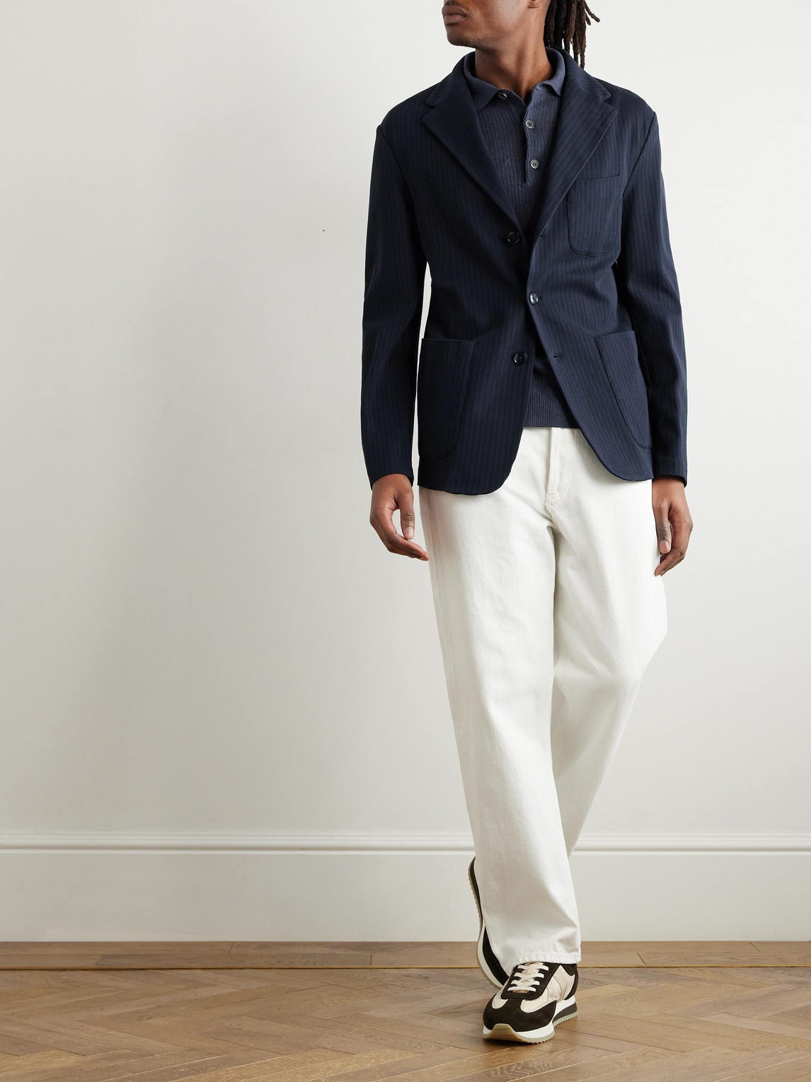BARENA VENEZIA TORCEO RIBBED COTTON-JERSEY BLAZER