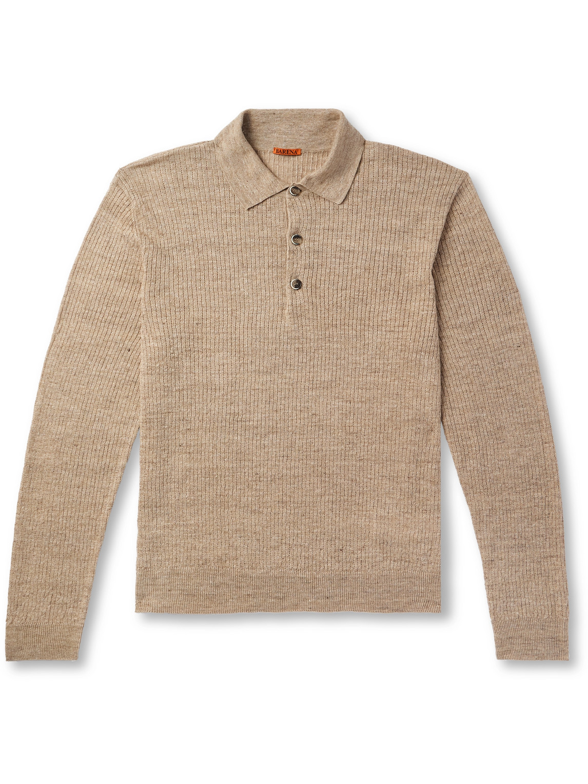 Barena Venezia Pevaron Ribbed Linen And Cotton-blend Polo Shirt In Neutrals