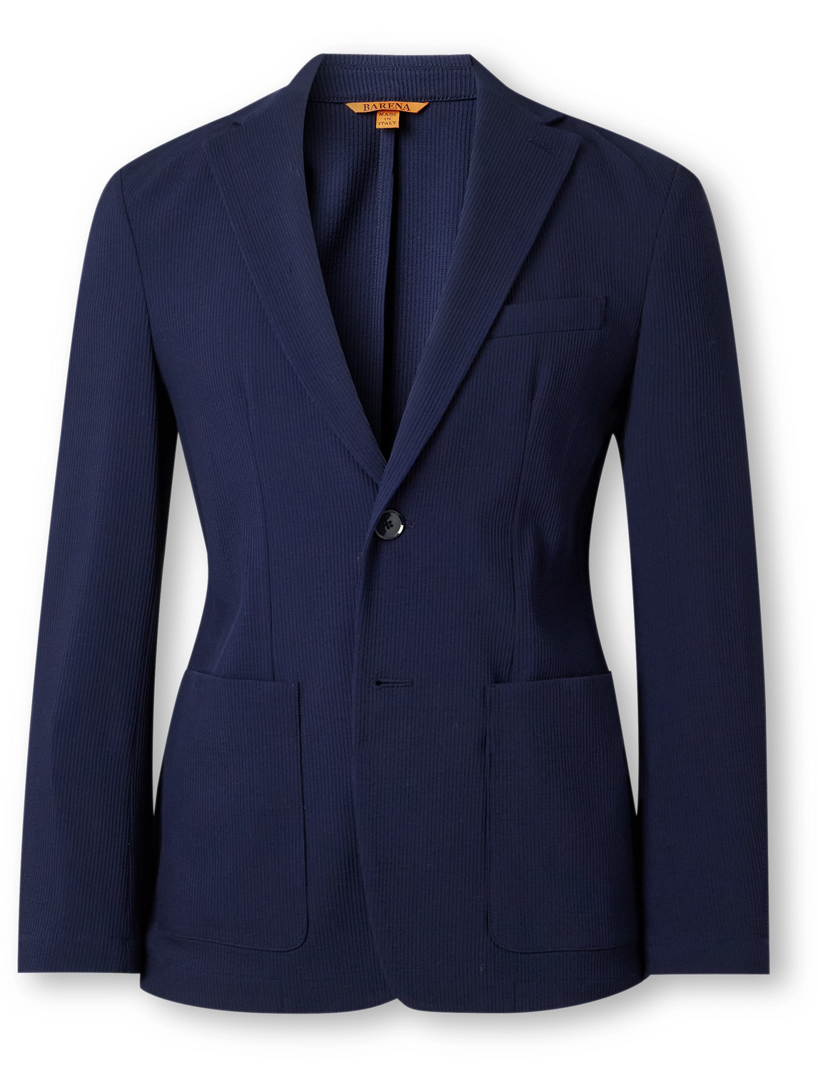 Barena Venezia Borgo Unstructured Ribbed Wool-blend Jersey Suit Jacket In Blue