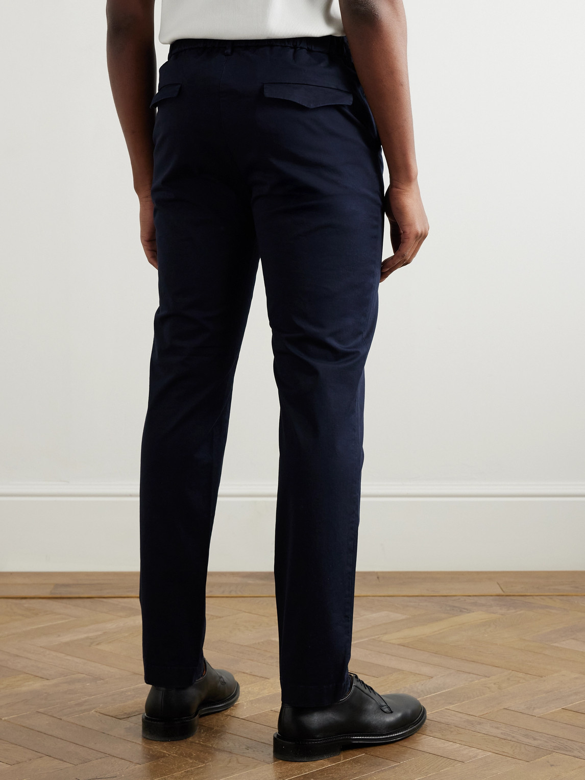 Shop Barena Venezia Pinco Slim-fit Straight-leg Stretch-cotton Twill Trousers In Blue
