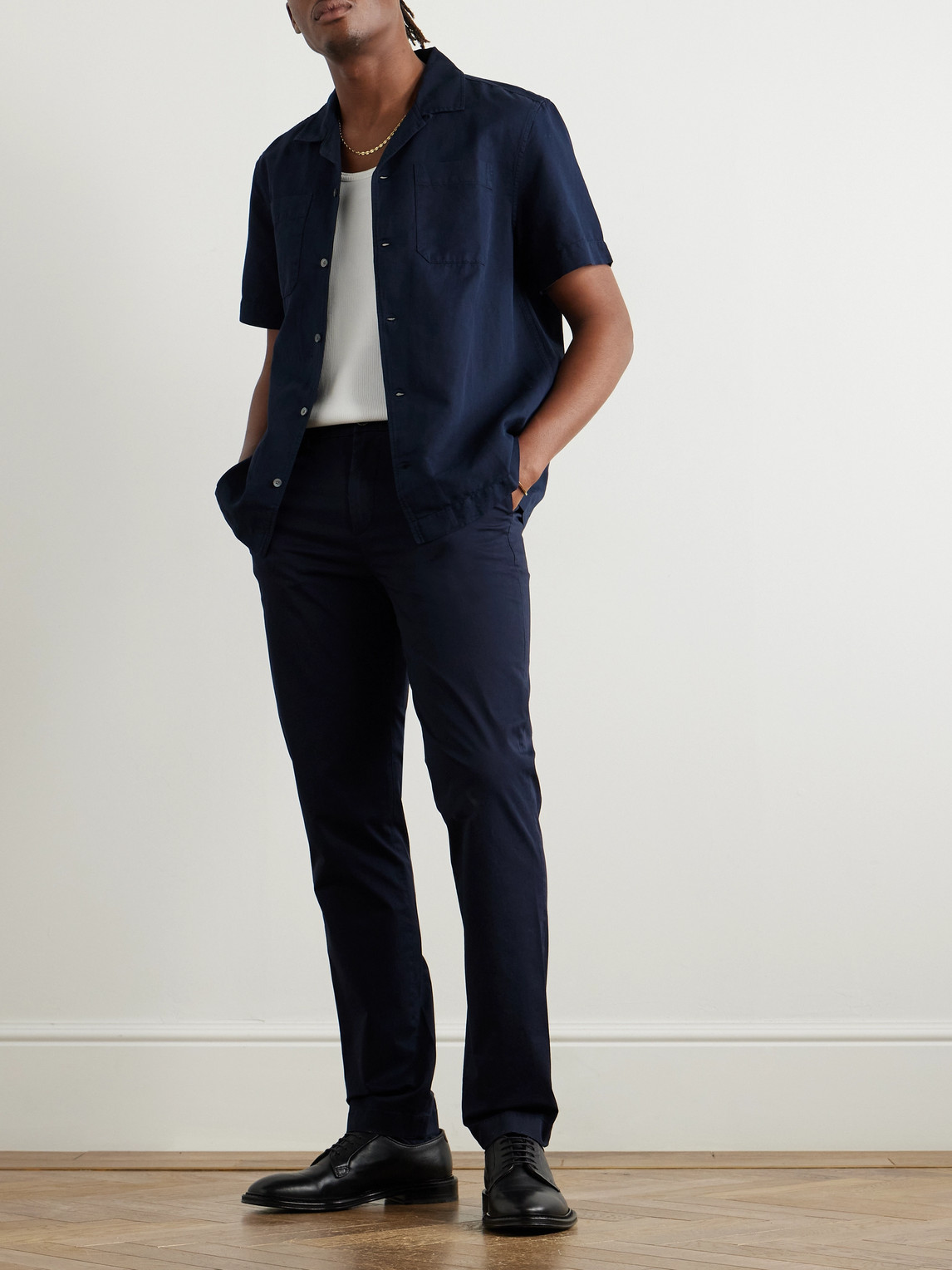 BARENA VENEZIA PINCO SLIM-FIT STRAIGHT-LEG STRETCH-COTTON TWILL TROUSERS 