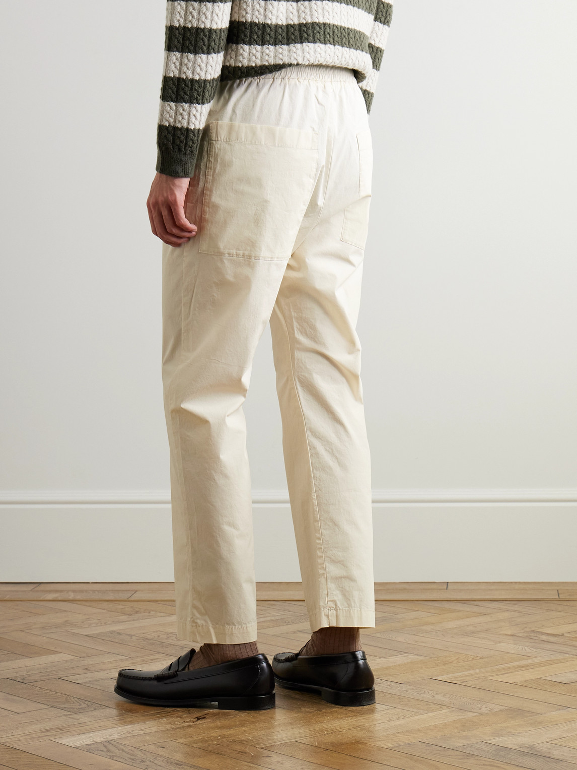 Shop Barena Venezia Bativoga Straight-leg Garment-dyed Cotton-blend Trousers In Neutrals