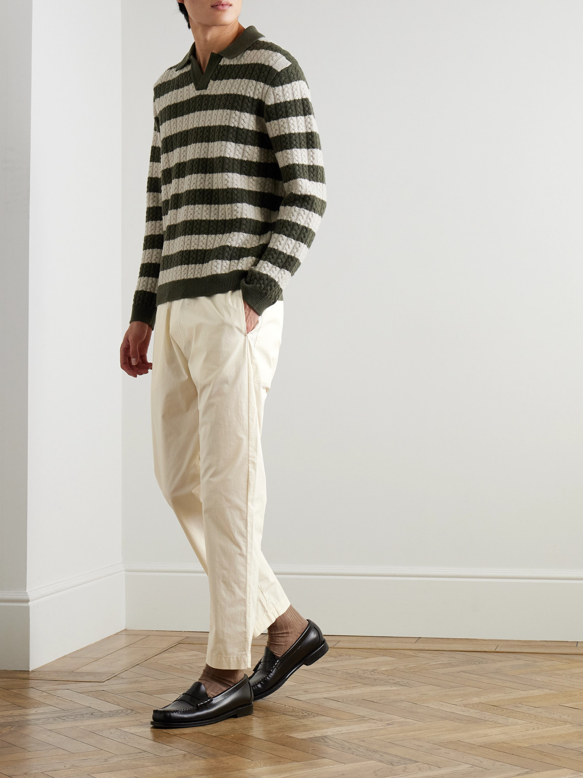 BARENA VENEZIA BATIVOGA STRAIGHT-LEG GARMENT-DYED COTTON-BLEND TROUSERS 