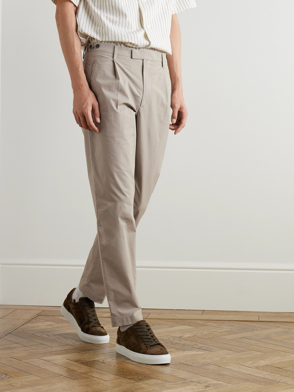 BARENA VENEZIA MASCO STRAIGHT-LEG PLEATED COTTON-BLEND TROUSERS
