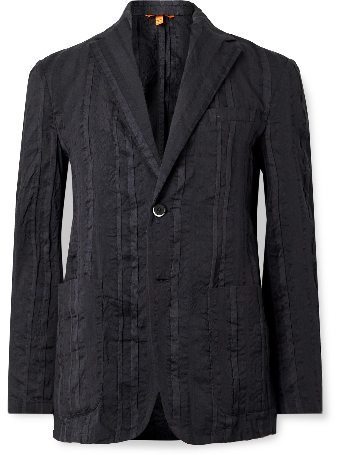 Barena Venezia Levo Striped Linen And Cotton-blend Blazer In Black