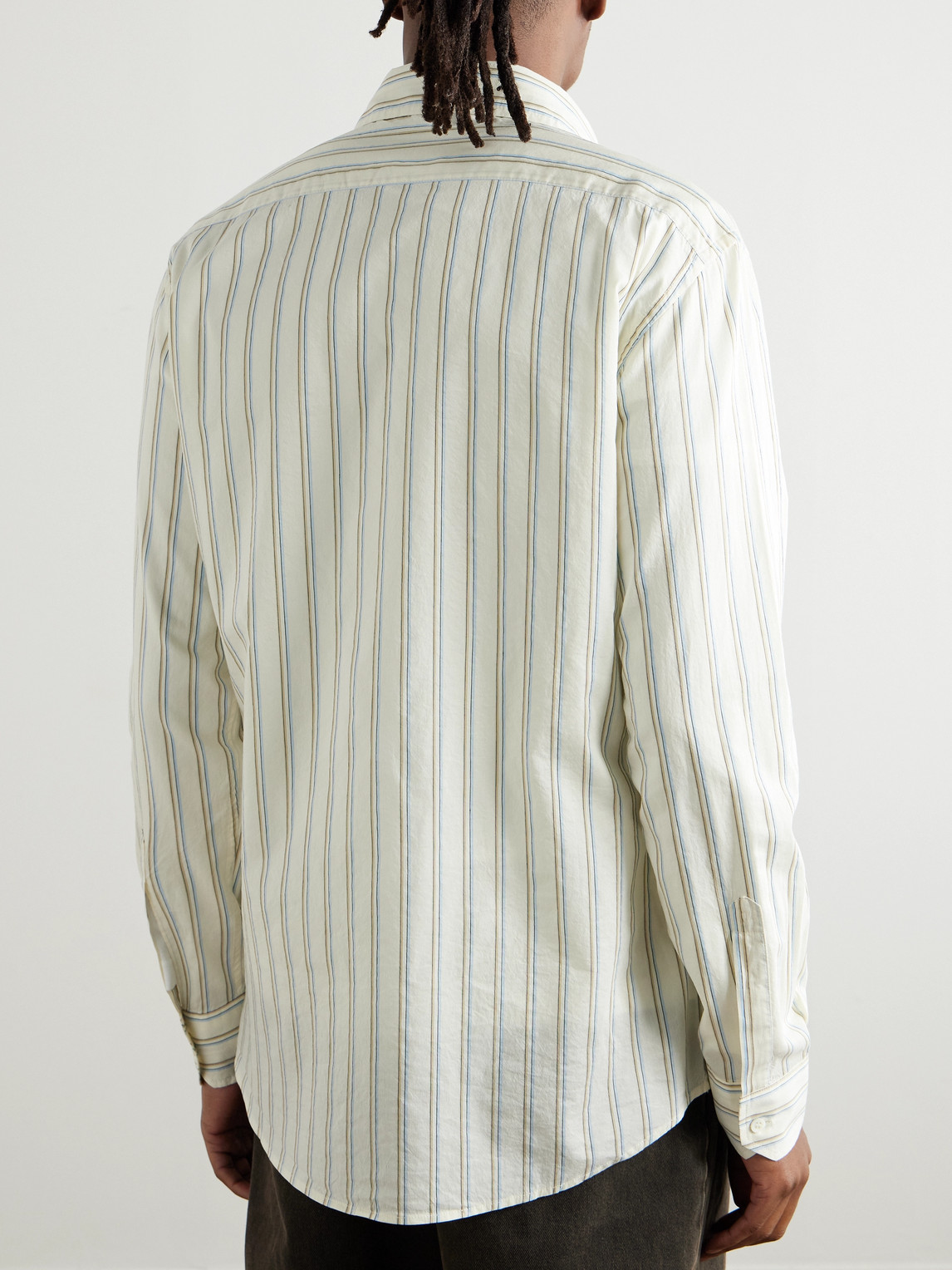BARENA VENEZIA SURIAN STRIPED COTTON AND SILK-BLEND POPLIN SHIRT 