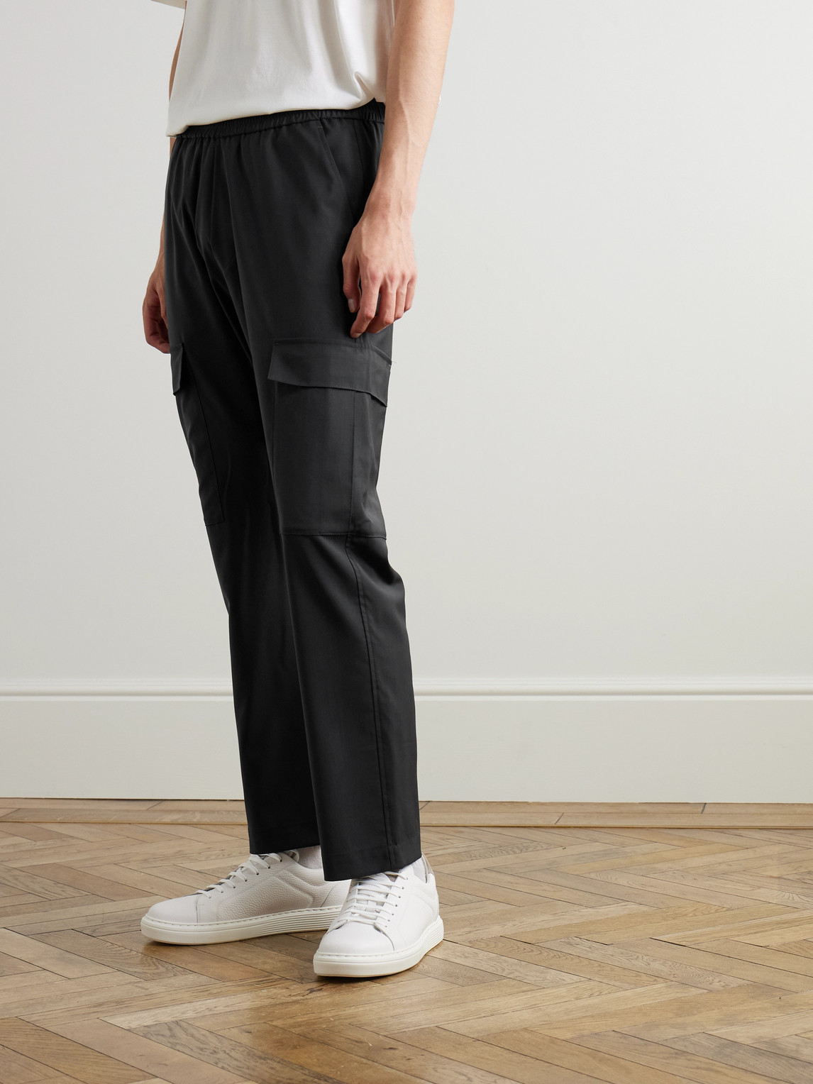 Shop Barena Venezia Tagio Straight-leg Virgin Wool Cargo Trousers In Gray