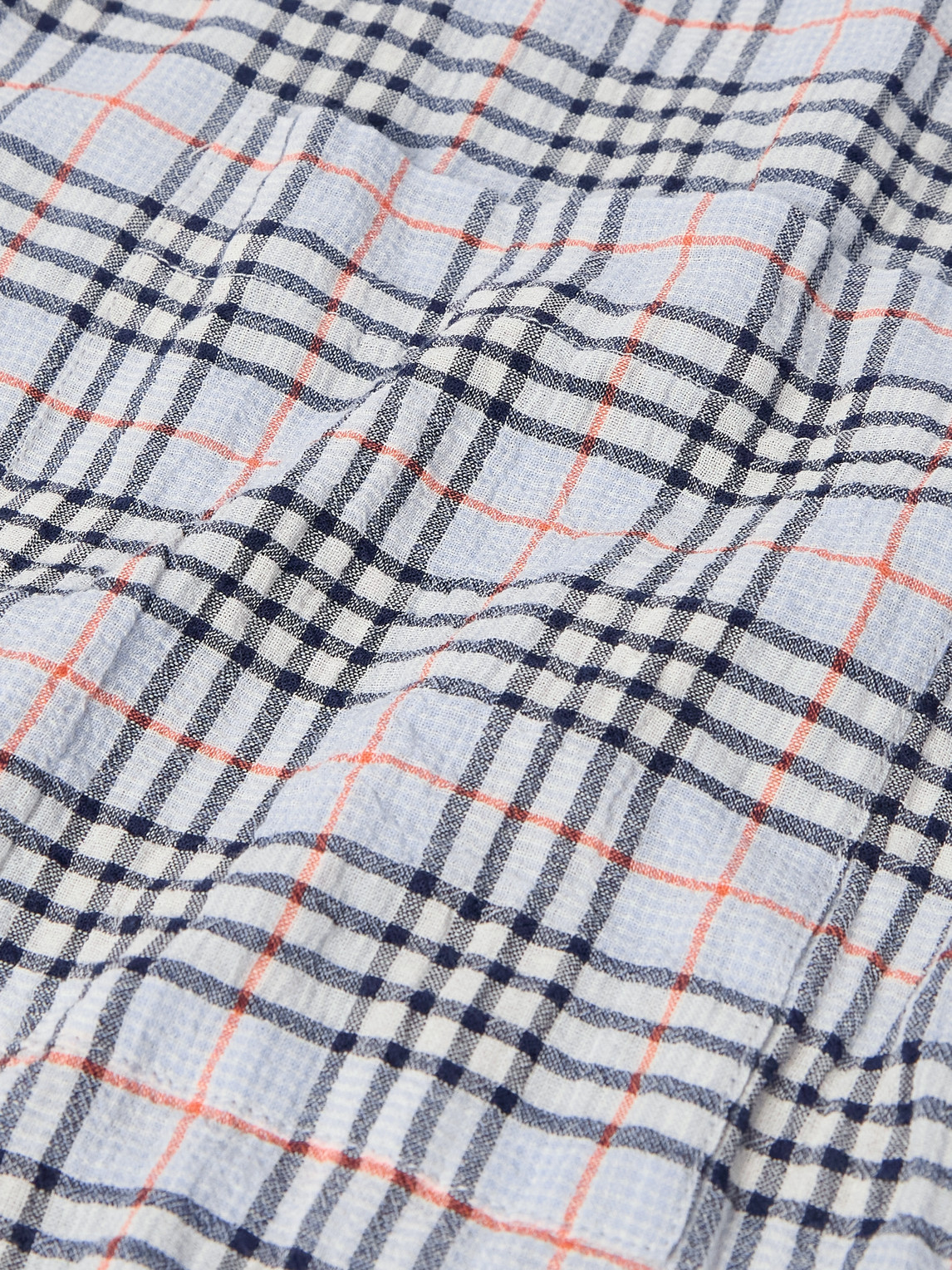 BARENA VENEZIA SOLANA CAMP-COLLAR CHECKED COTTON AND WOOL-BLEND SEERSUCKER SHIRT 
