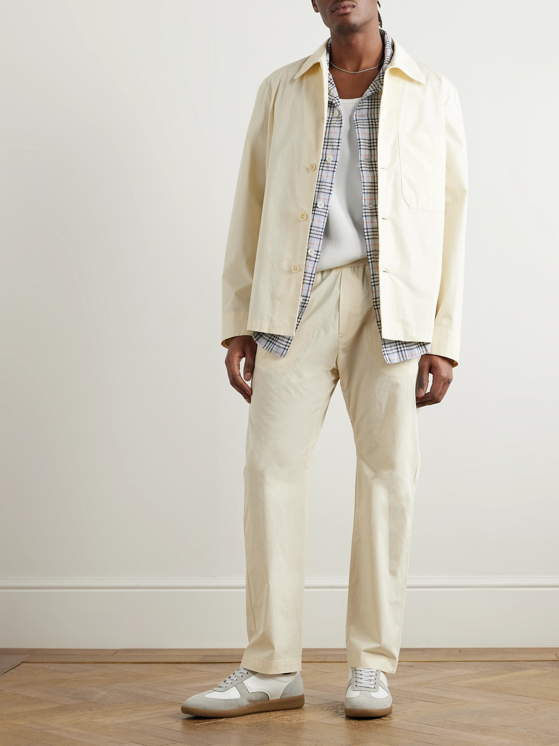 BARENA VENEZIA SOLANA CAMP-COLLAR CHECKED COTTON AND WOOL-BLEND SEERSUCKER SHIRT 