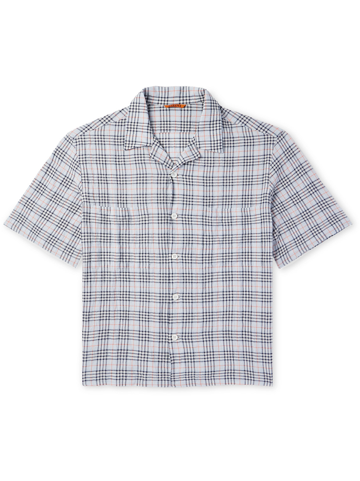 Barena Venezia Solana Camp-collar Checked Cotton And Wool-blend Seersucker Shirt In Gray