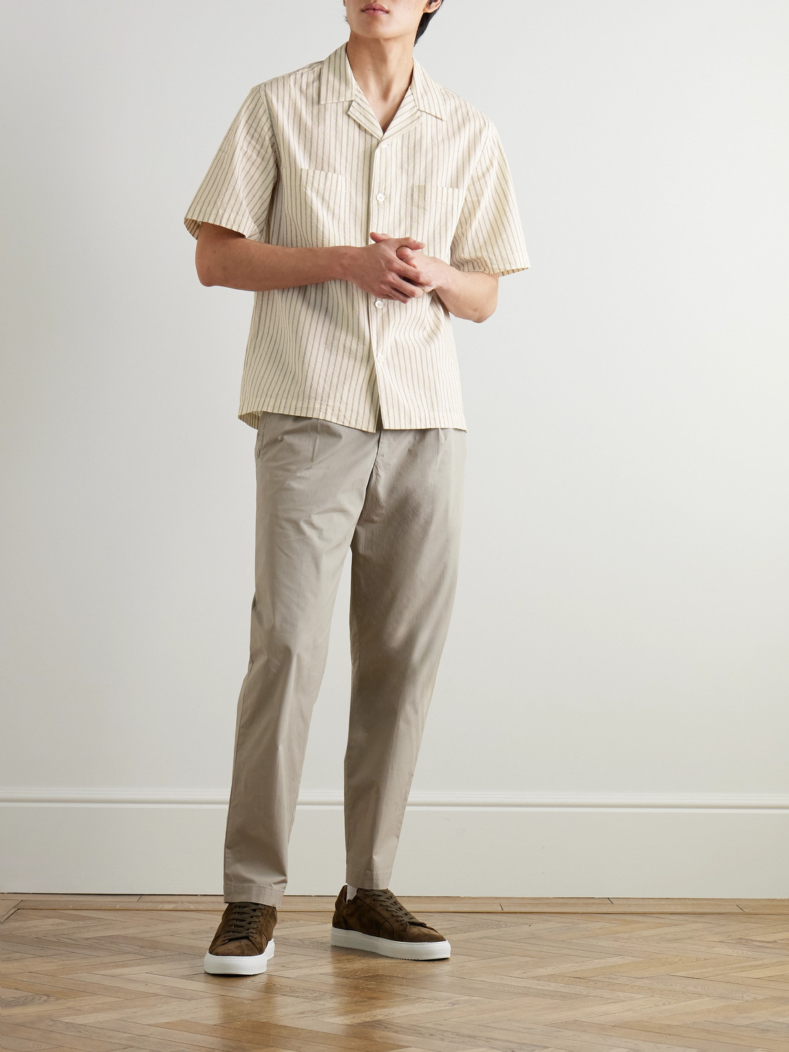 BARENA VENEZIA SOLANA CAMP-COLLAR STRIPED COTTON SHIRT 