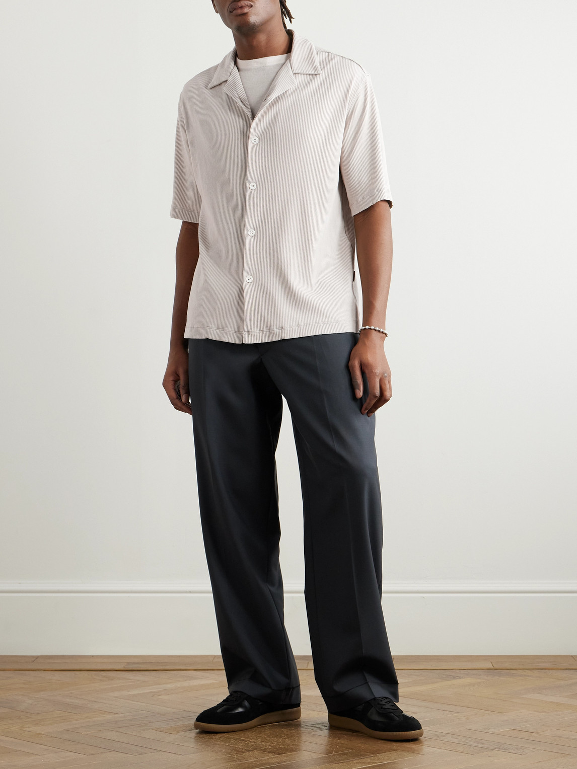 BARENA VENEZIA SOLANA RIBBED COTTON AND LINEN-BLEND SHIRT