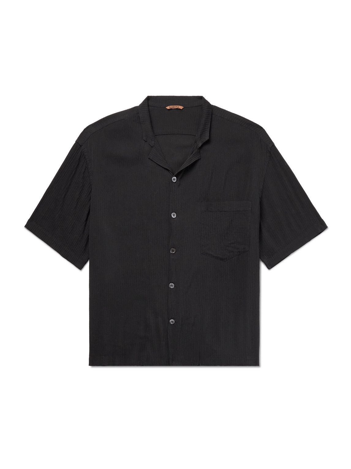 Shop Barena Venezia Bagolo Grao Camp-collar Ribbed Woven Shirt In Black
