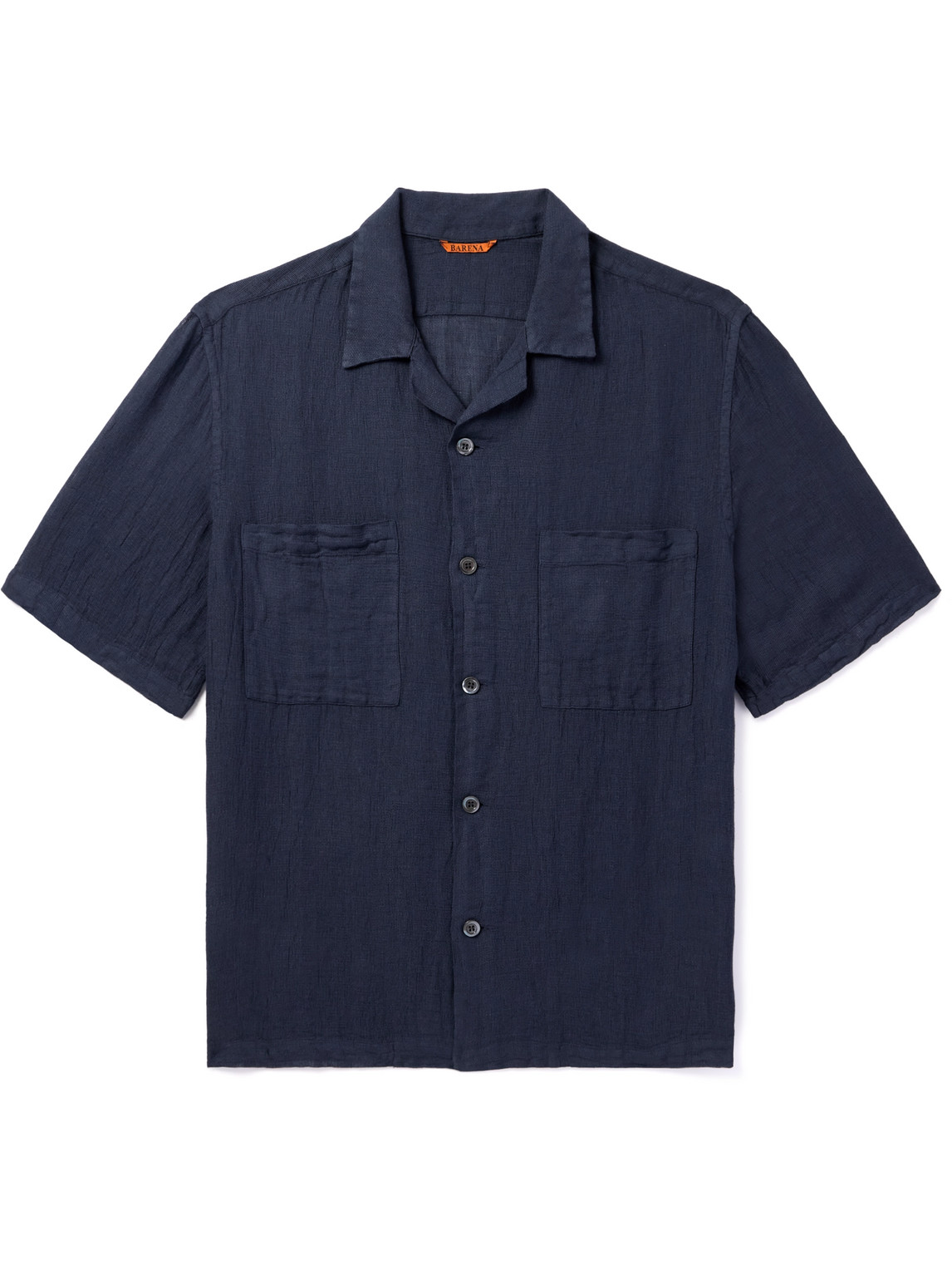 Shop Barena Venezia Solana Camp-collar Linen And Cotton-blend Gauze Shirt In Blue