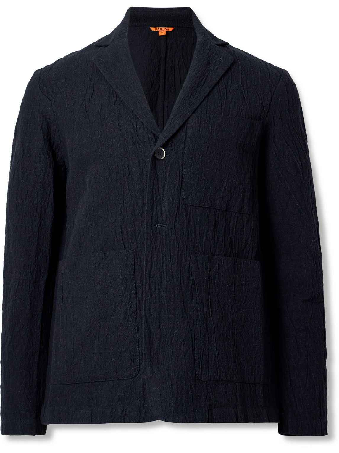 Barena Venezia Crinkled Cotton-blend Suit Jacket In Blue