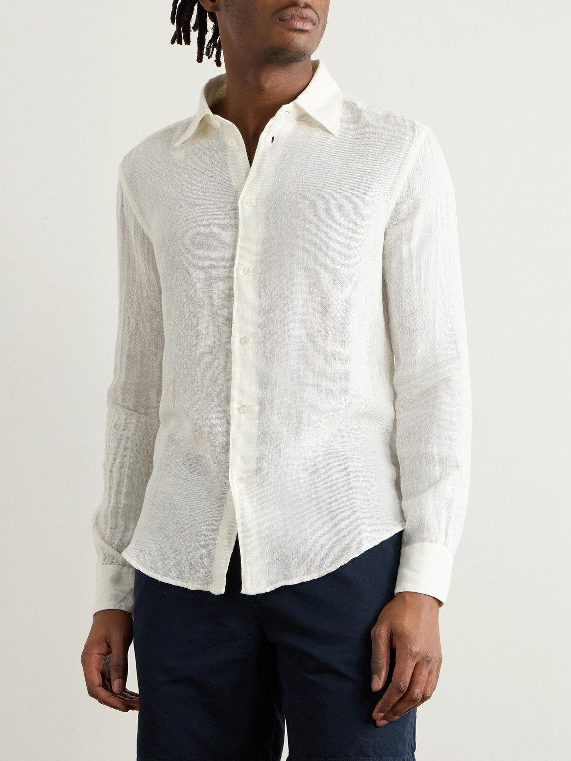 BARENA VENEZIA COTTON AND LINEN-BLEND GAUZE SHIRT