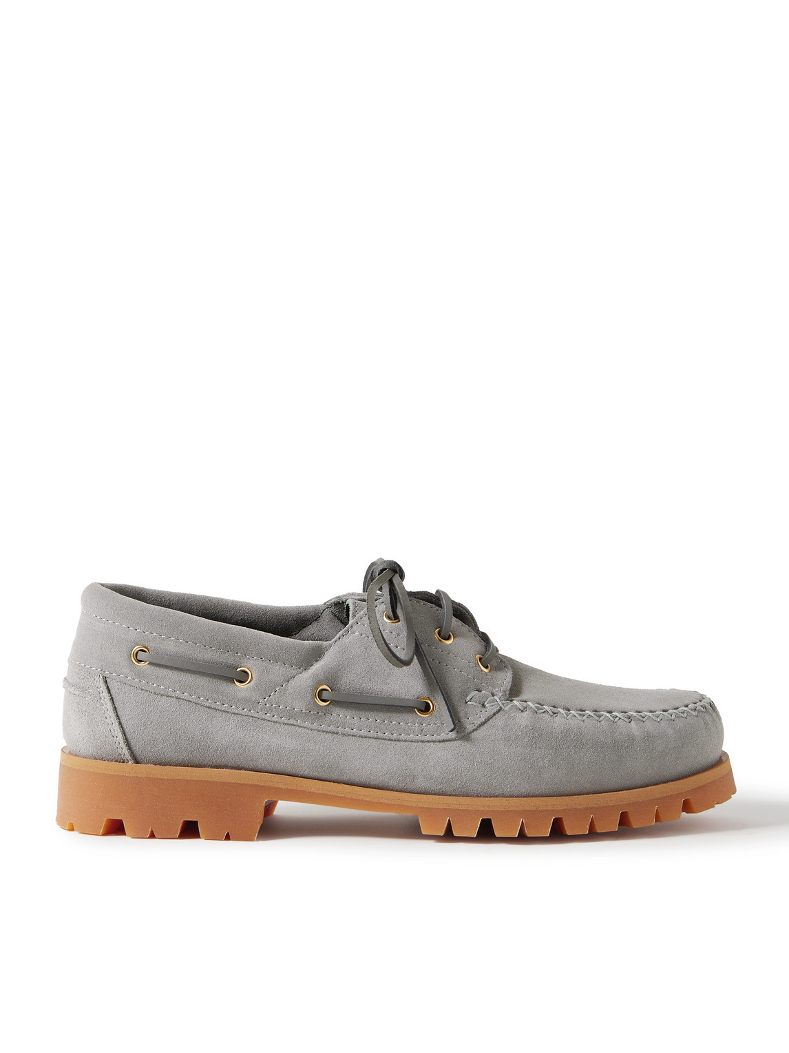 Vinny's Aztec Suede Boat Shoes In Grey