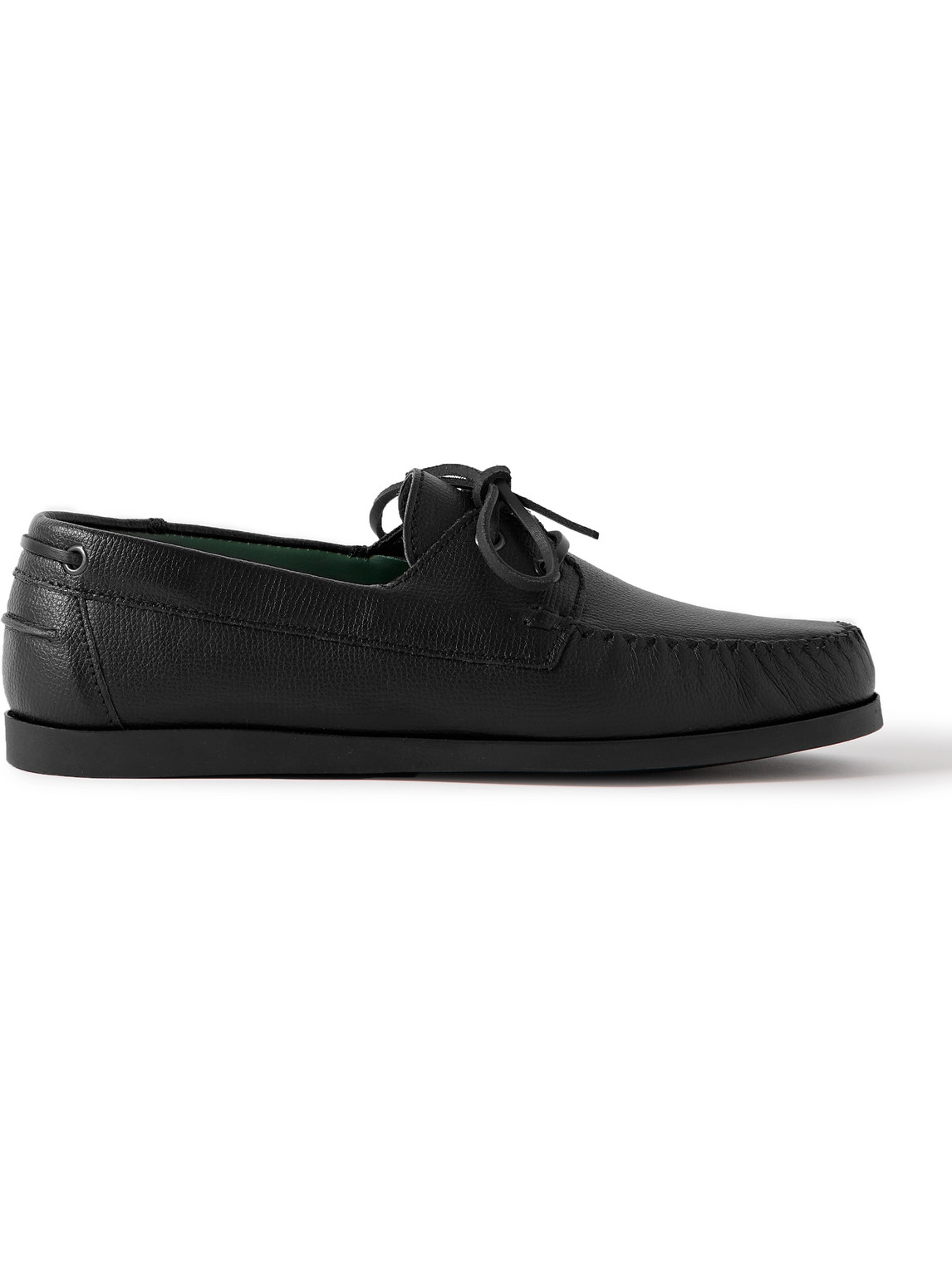 Vinny's Boatman Full-grain Leather Boat Shoes In Black