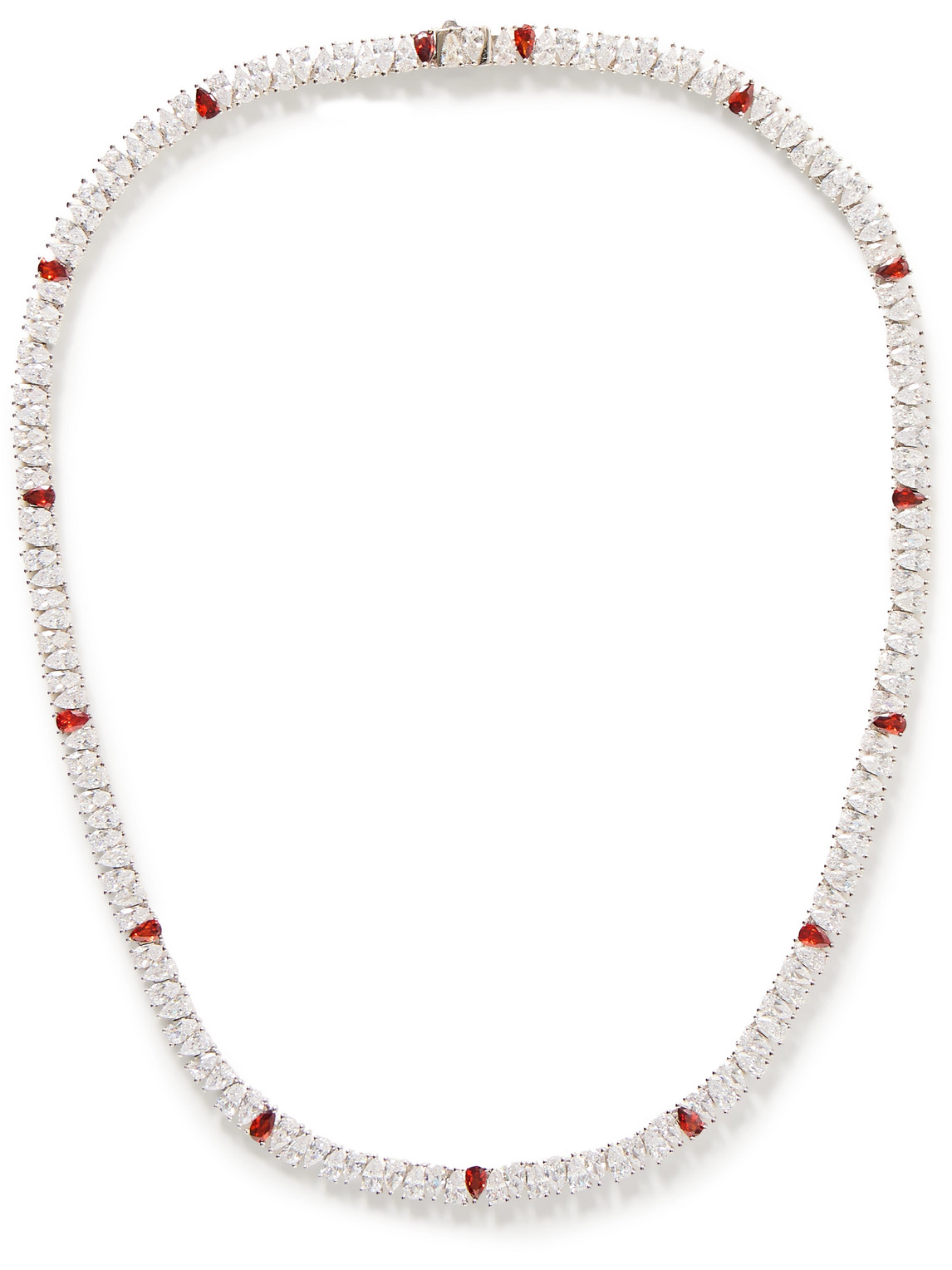 Hatton Labs Sterling Silver Laboratory-grown Crystal Tennis Necklace In White