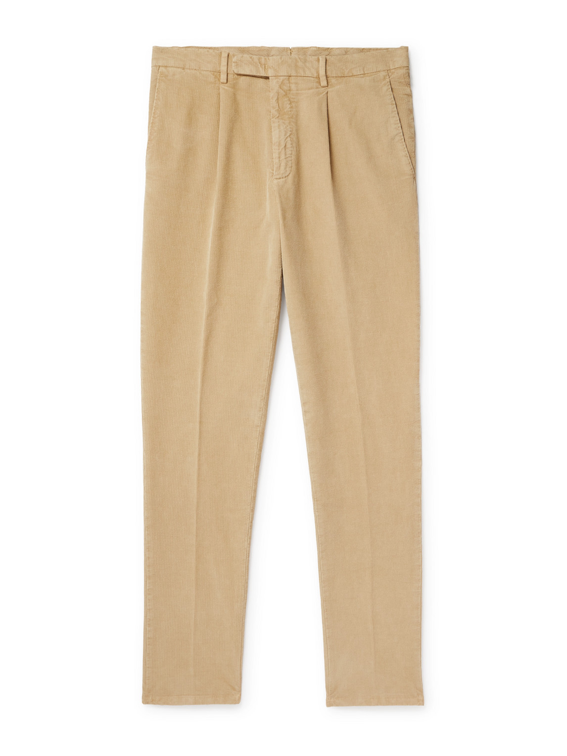 Straight-Leg Pleated Garment-Dyed Cotton-Blend Corduroy Suit Trousers
