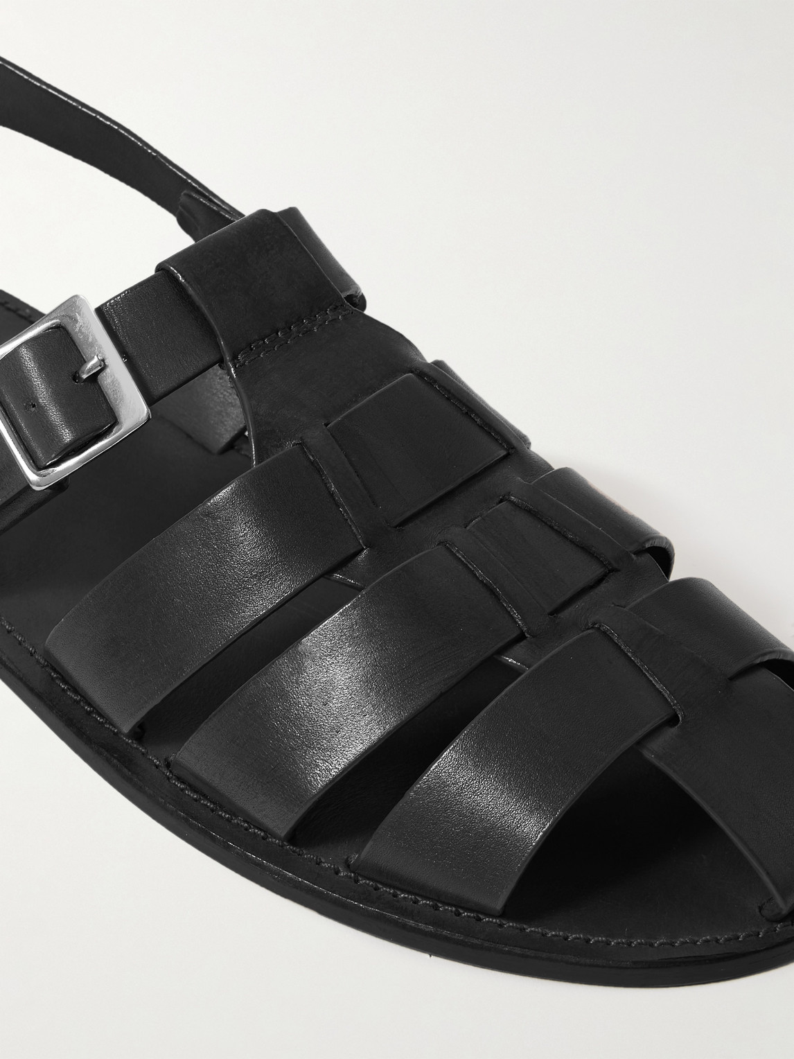 Grenson Quincy Leather Fisherman Sandals In Black
