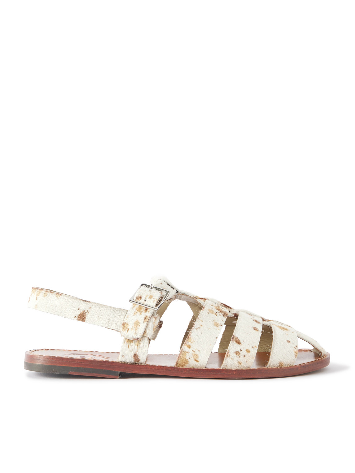 Grenson Quincy Cow-print Calf Hair Fisherman Sandals