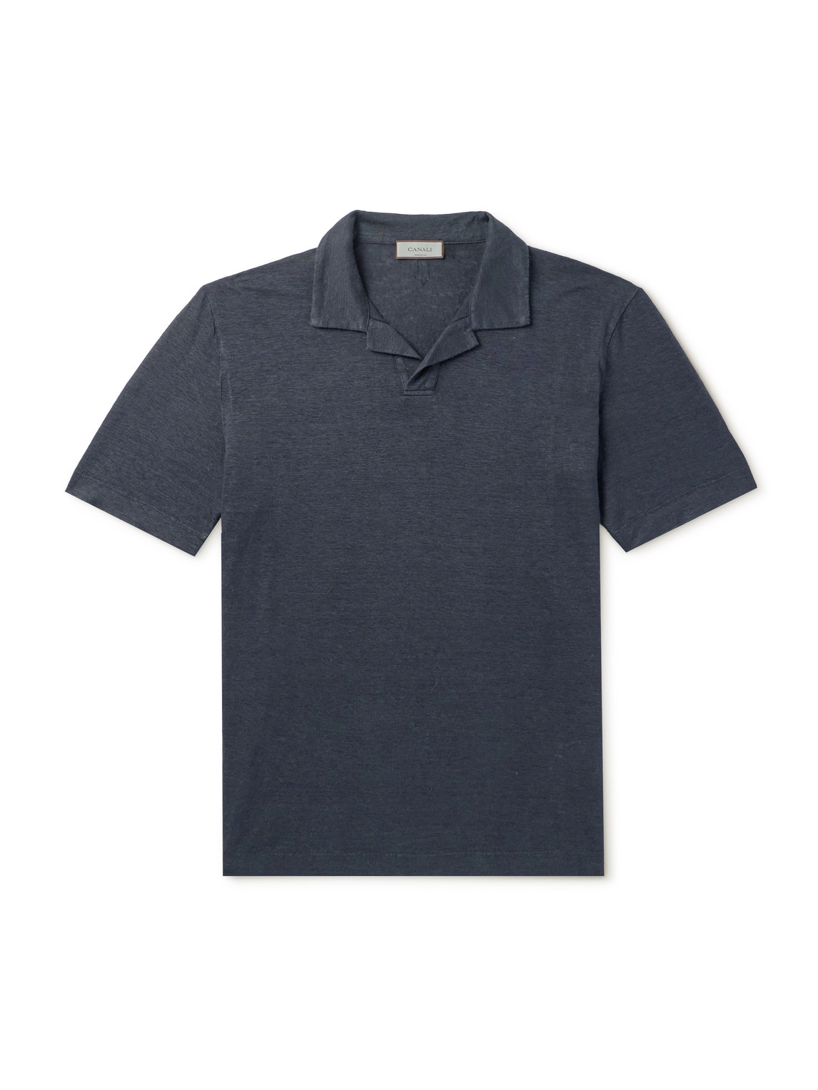 Canali Linen Polo Shirt In Blue