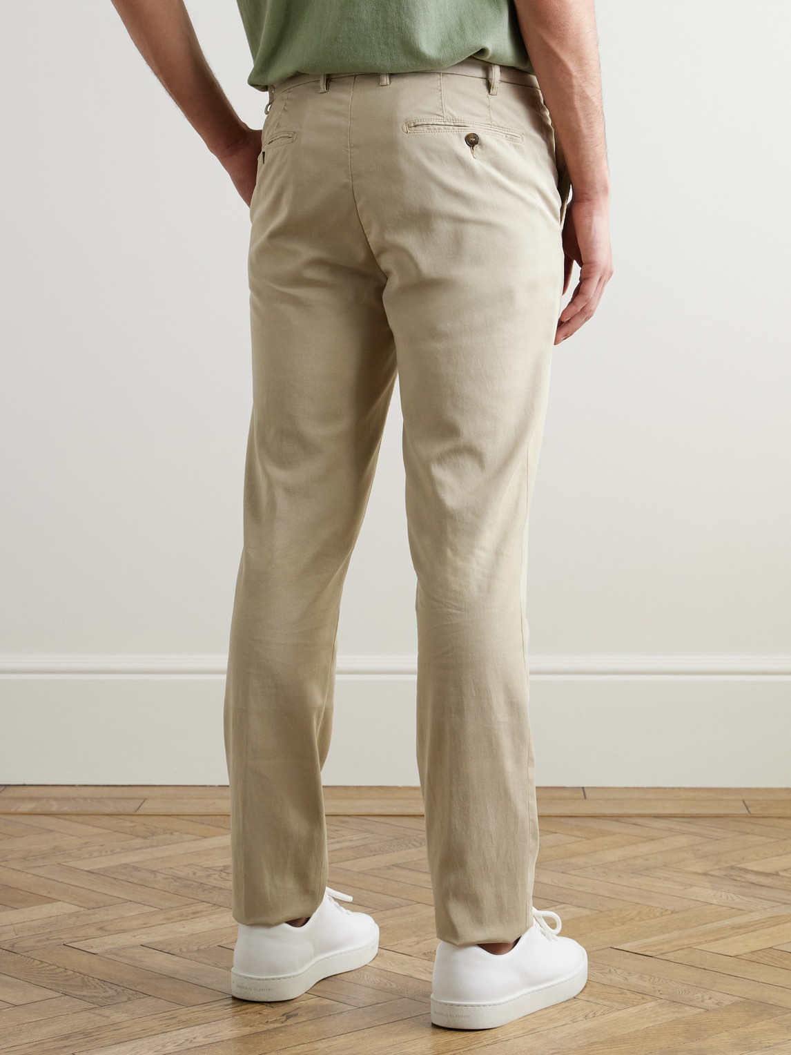 Canali Garment-dyed Stretch-lyocell And Cotton-blend Trousers In Neutrals
