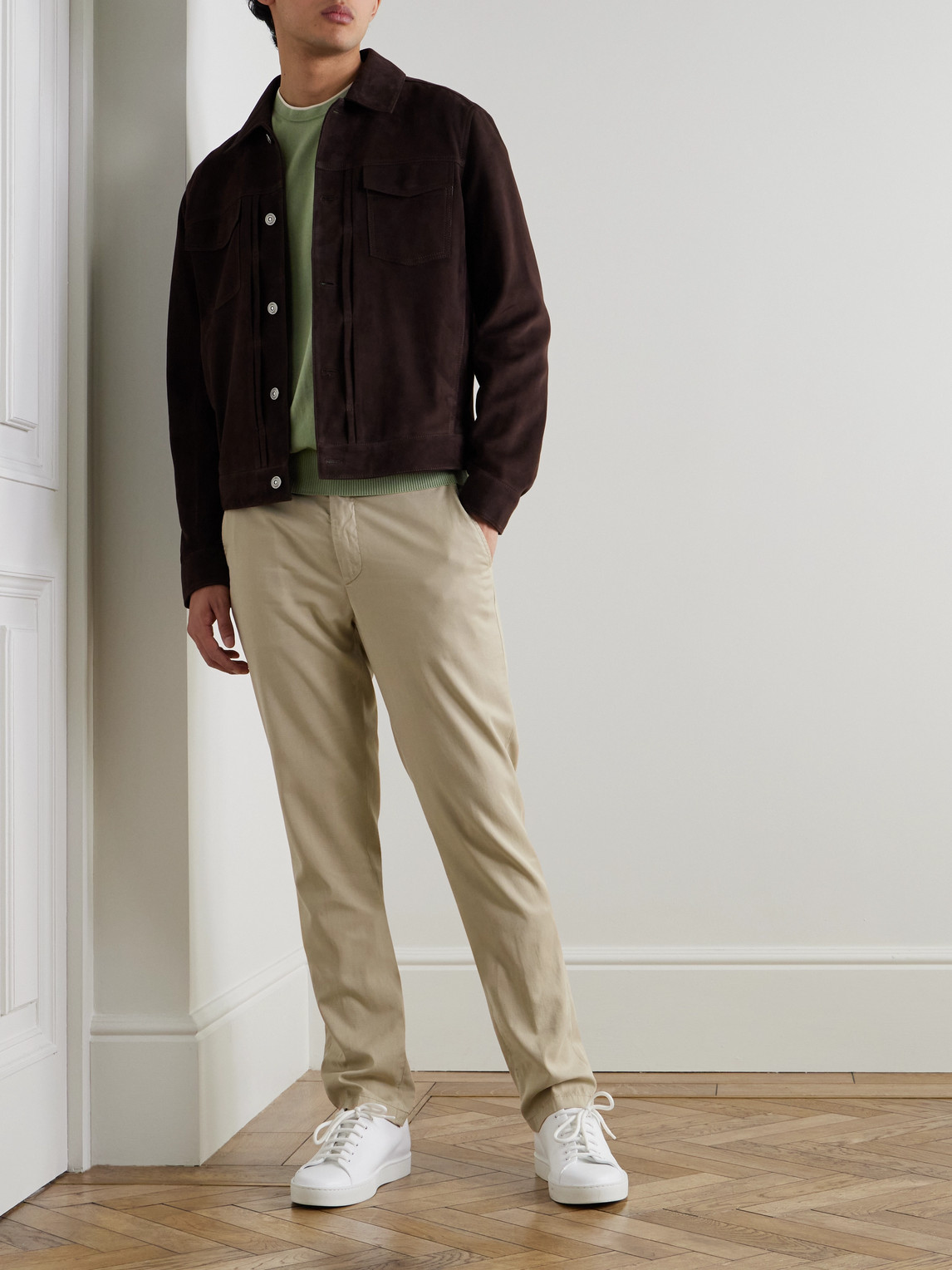Canali Garment-dyed Stretch-lyocell And Cotton-blend Trousers In Neutrals
