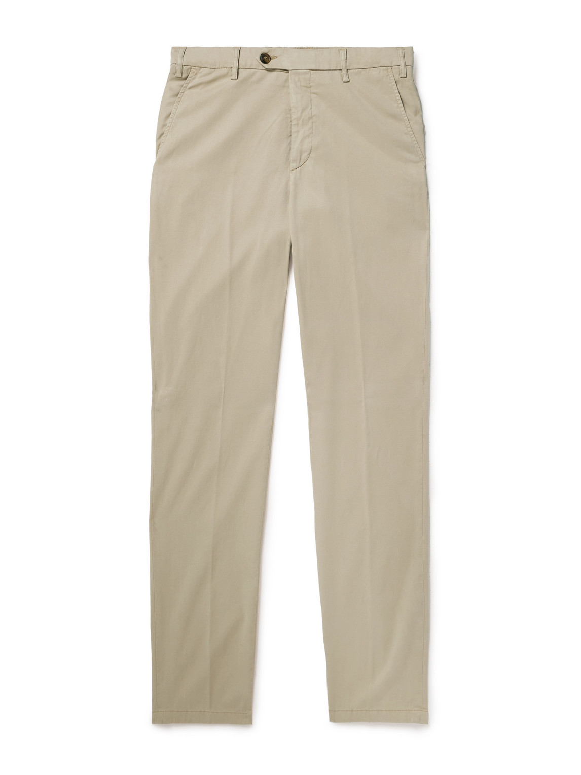 Canali Garment-dyed Stretch-lyocell And Cotton-blend Trousers In Neutrals
