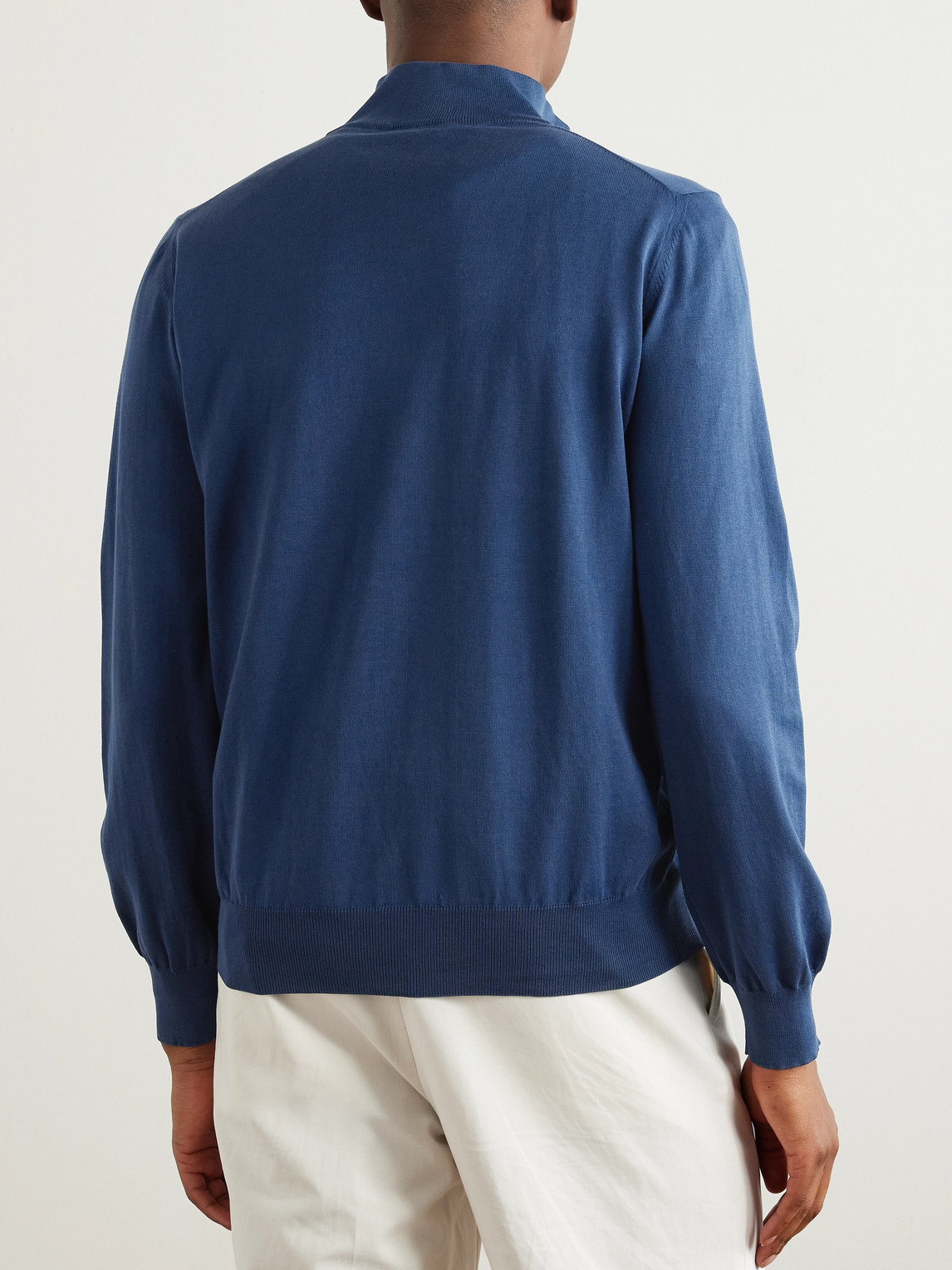 Canali Cotton Half-zip Sweater In Blue