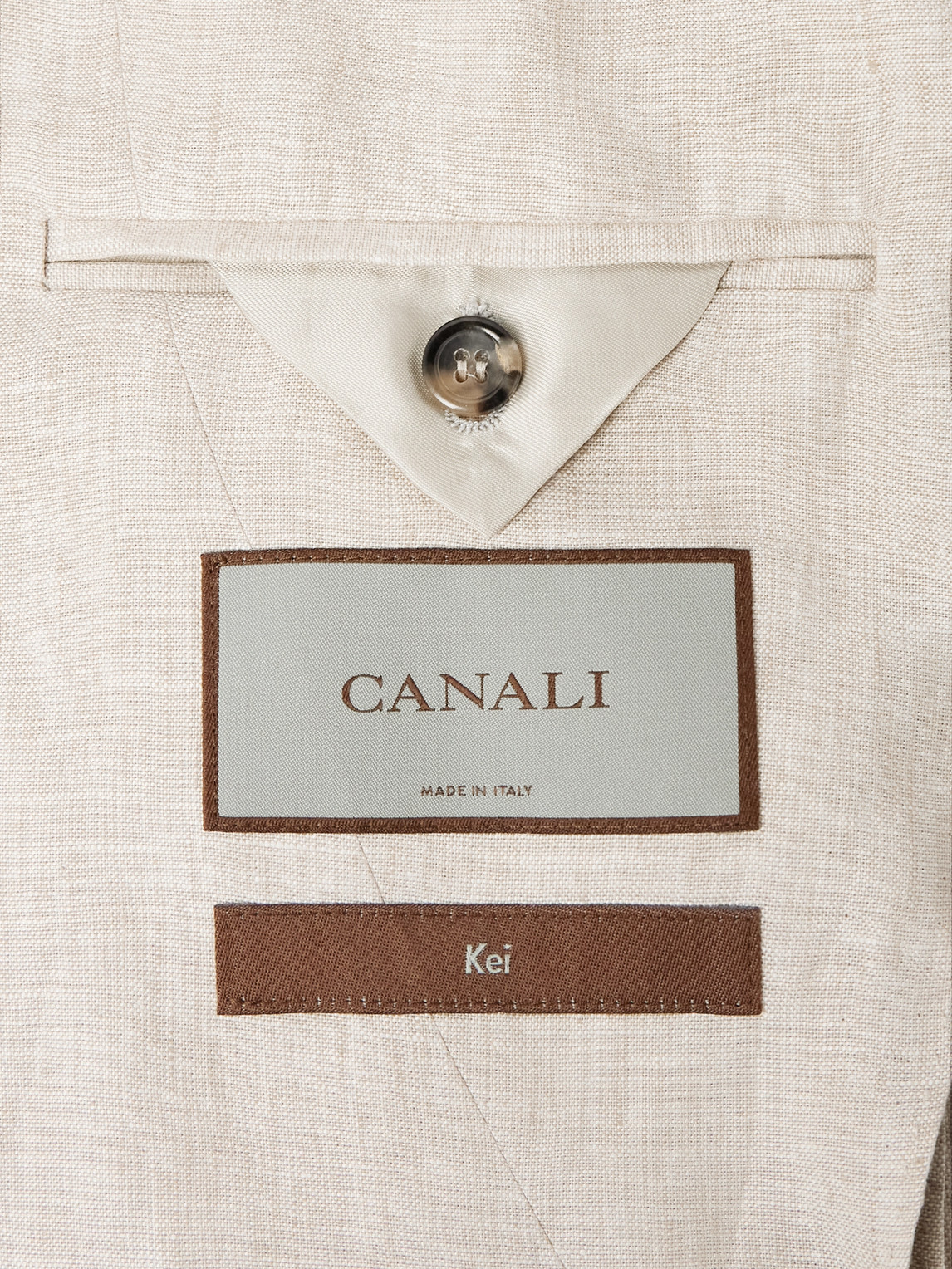 Canali Kei Linen Suit Jacket In Neutrals